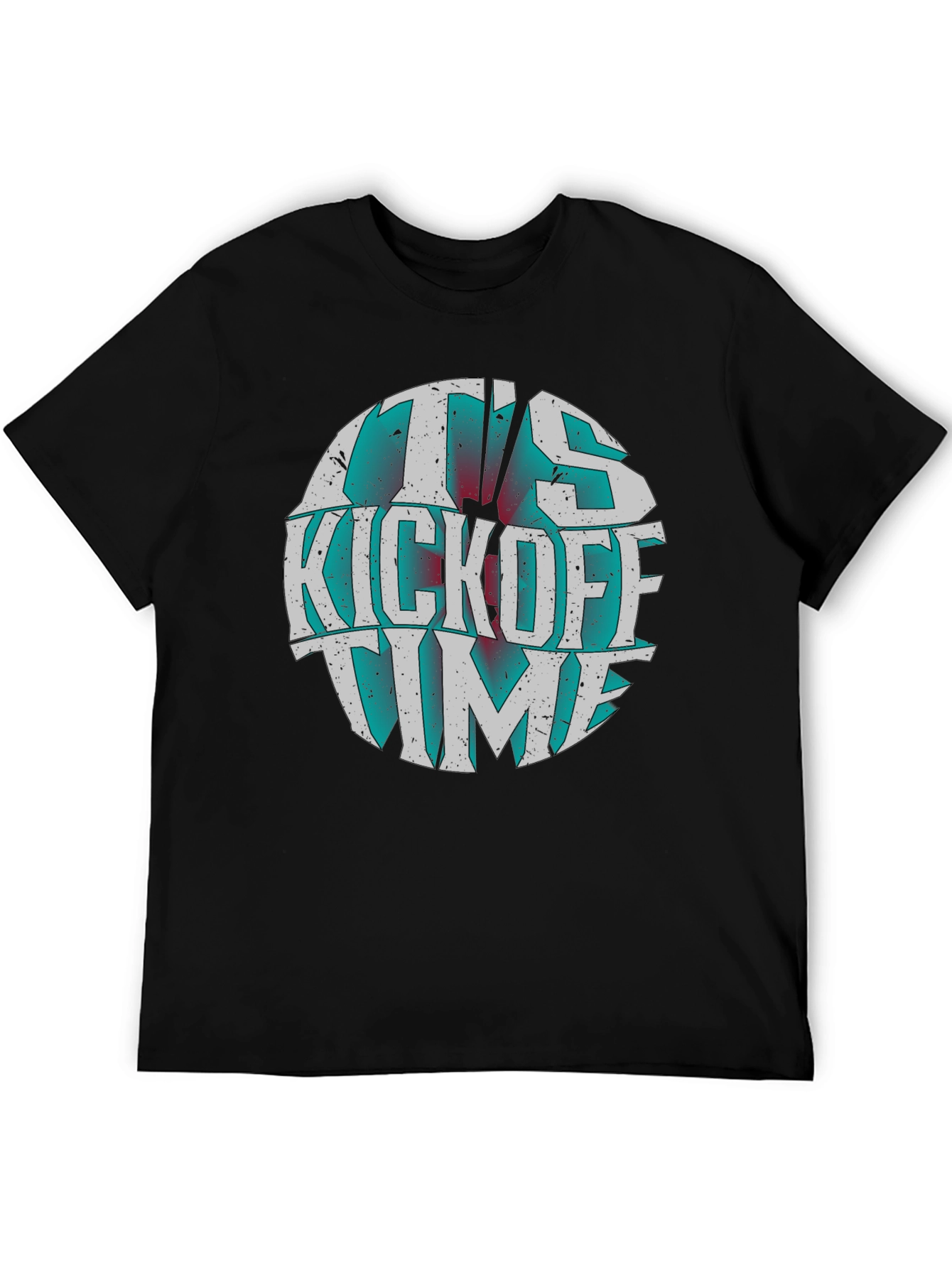Its Kickoff Time Graphic Tee - Black Cotton T-Shirt