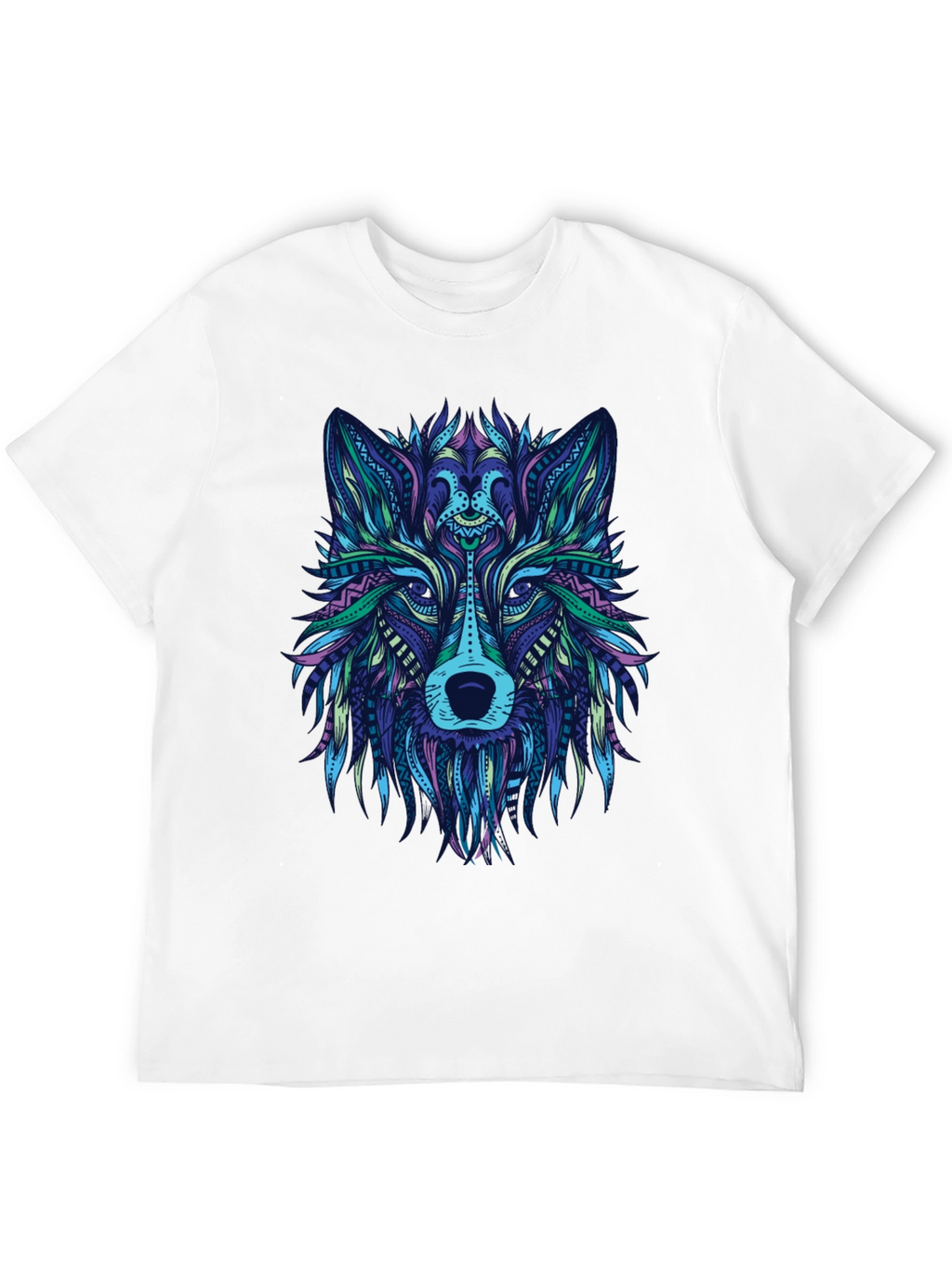 Abstract Wolf Graphic Tee - Mens Black T-Shirt