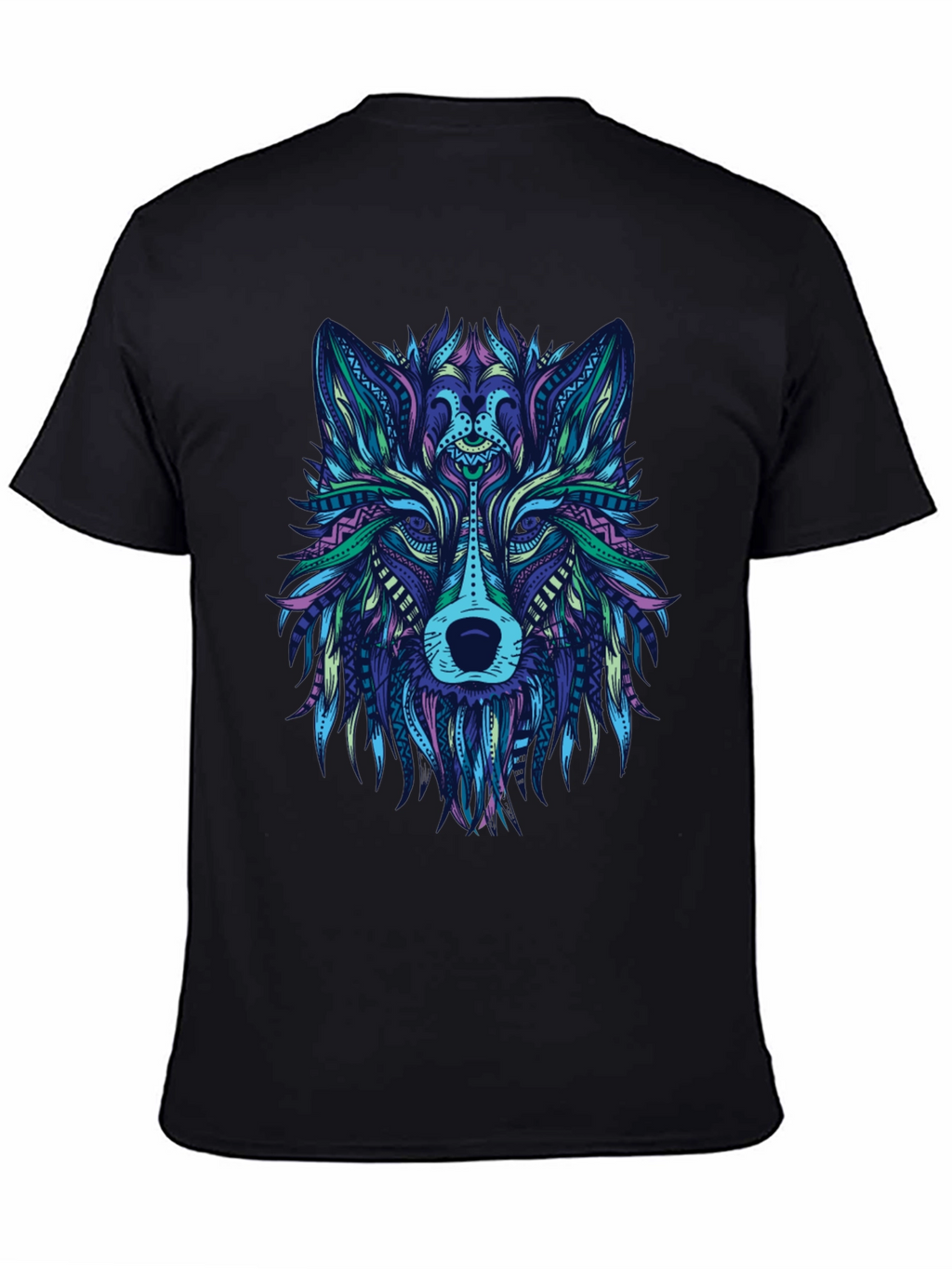 Abstract Wolf Graphic Tee - Mens Black T-Shirt