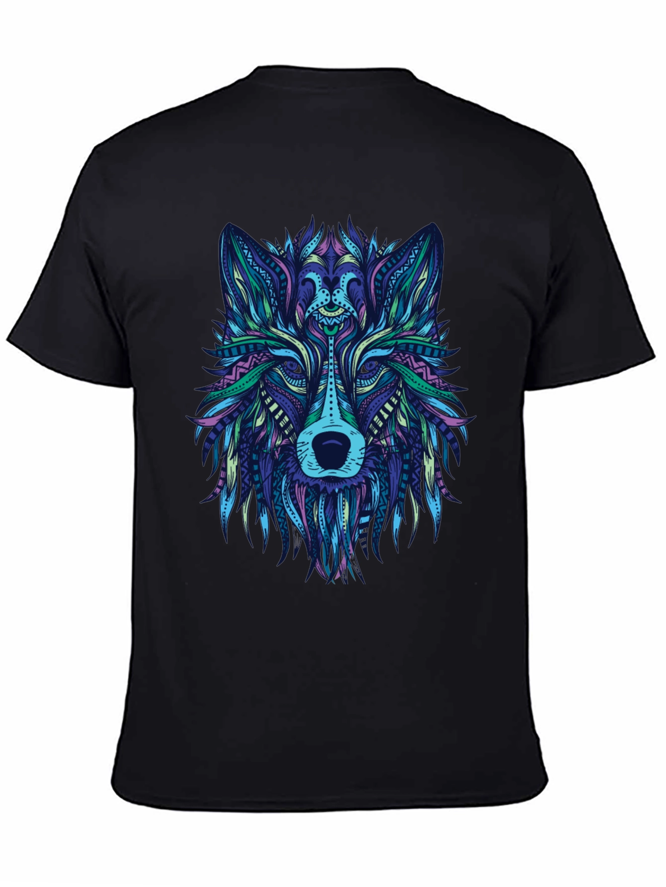 Abstract Wolf Graphic Tee - Mens Black T-Shirt
