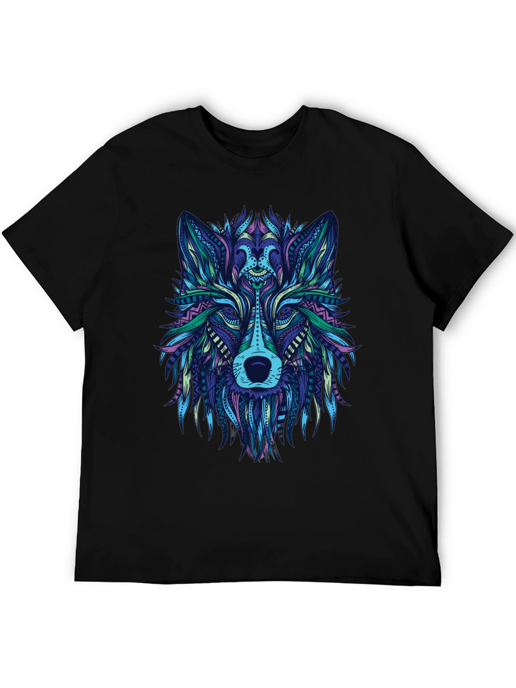 Abstract Wolf Graphic Tee - Mens Black T-Shirt