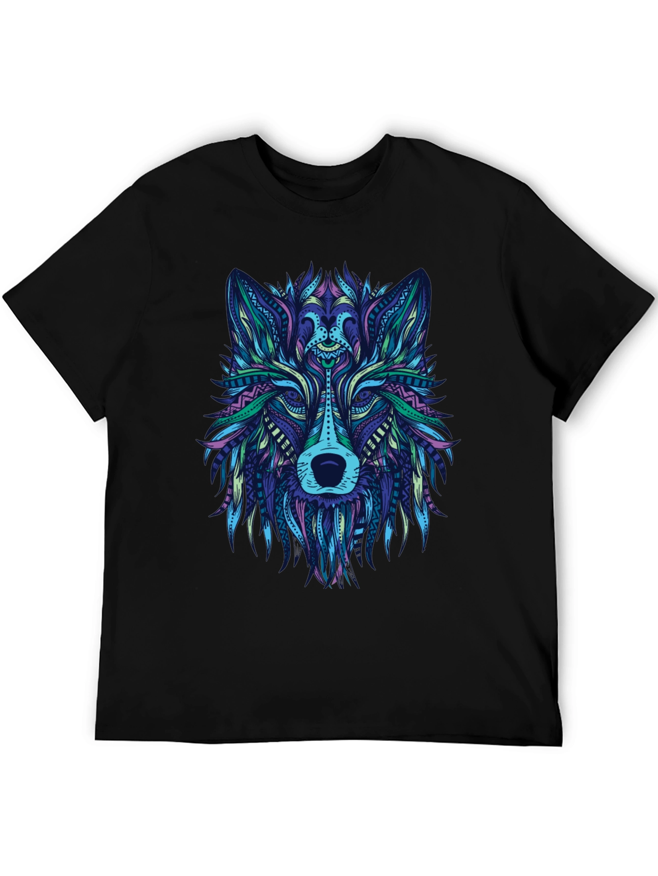 Abstract Wolf Graphic Tee - Mens Black T-Shirt