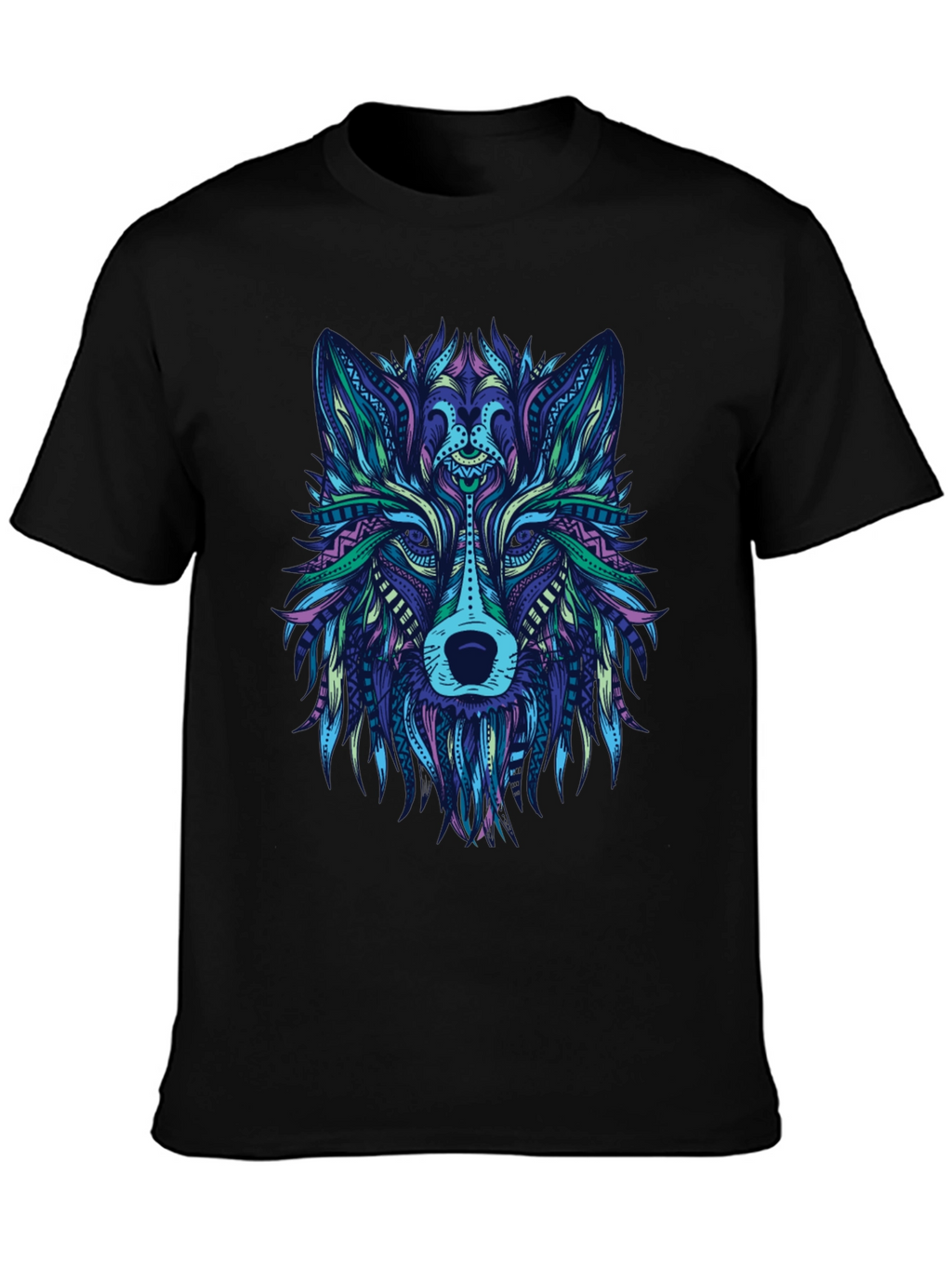 Abstract Wolf Graphic Tee - Mens Black T-Shirt