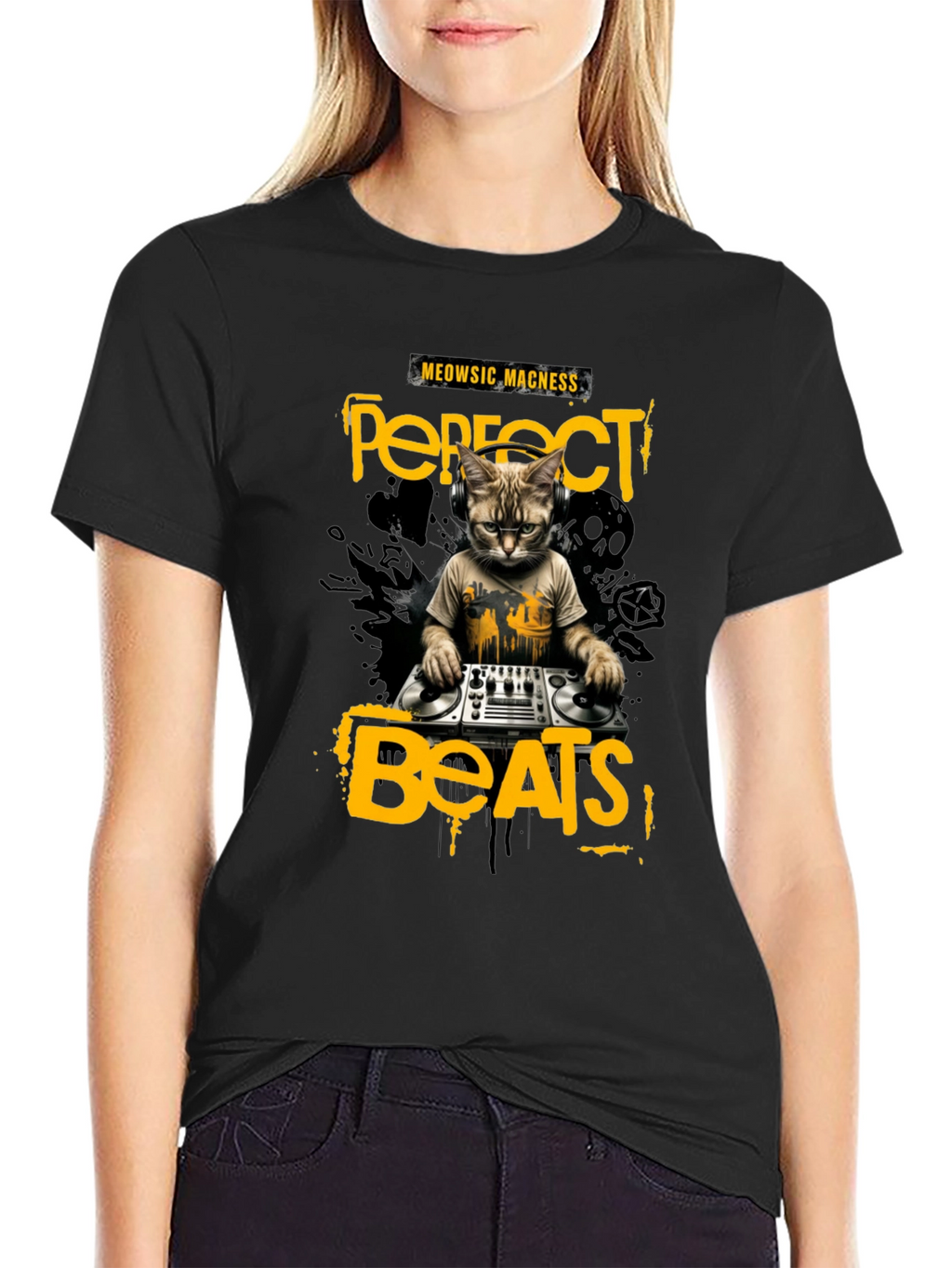 DJ Cat T-Shirt - Perfect Beats & Meowsic Madness