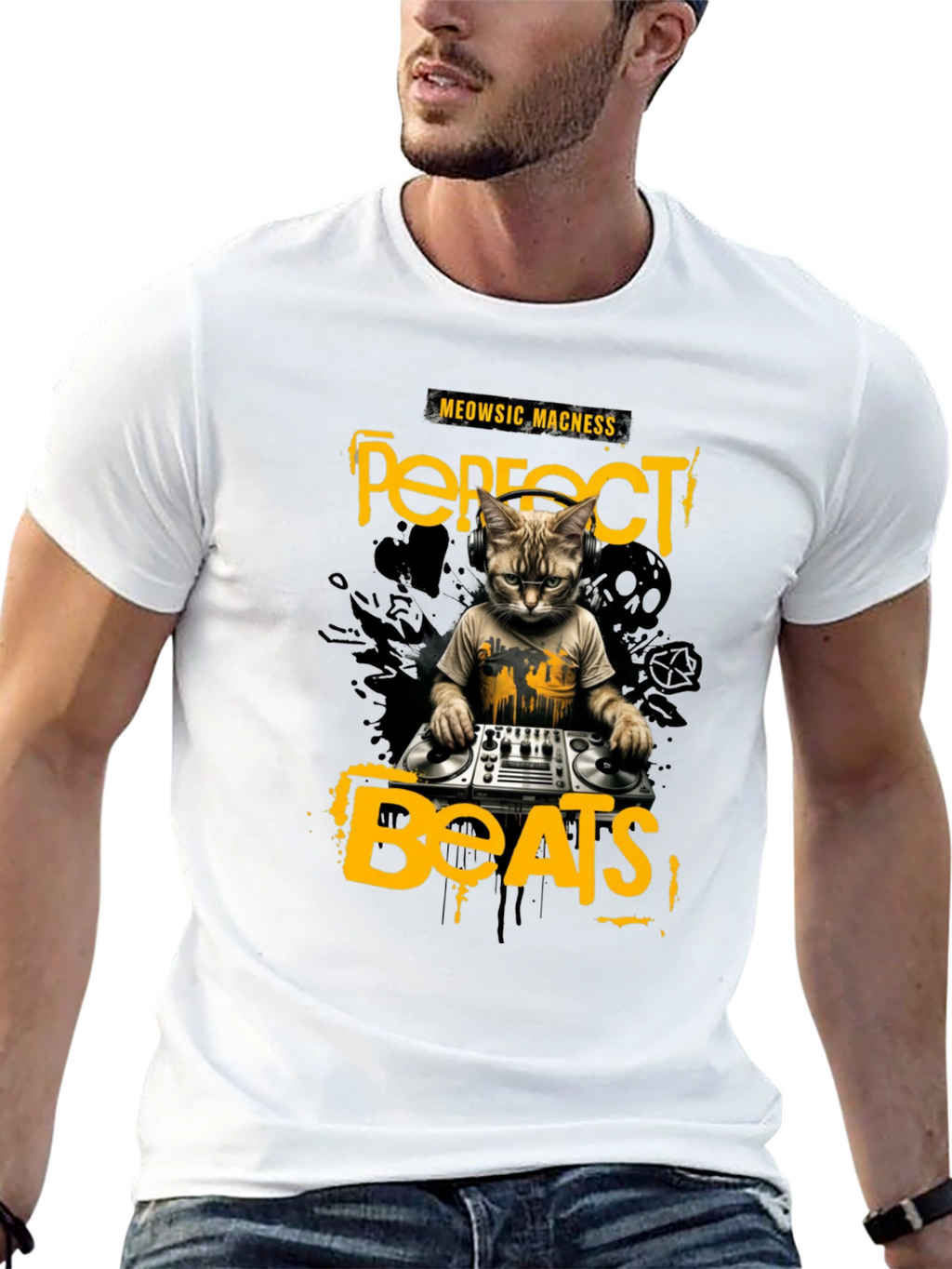 DJ Cat T-Shirt - Perfect Beats & Meowsic Madness
