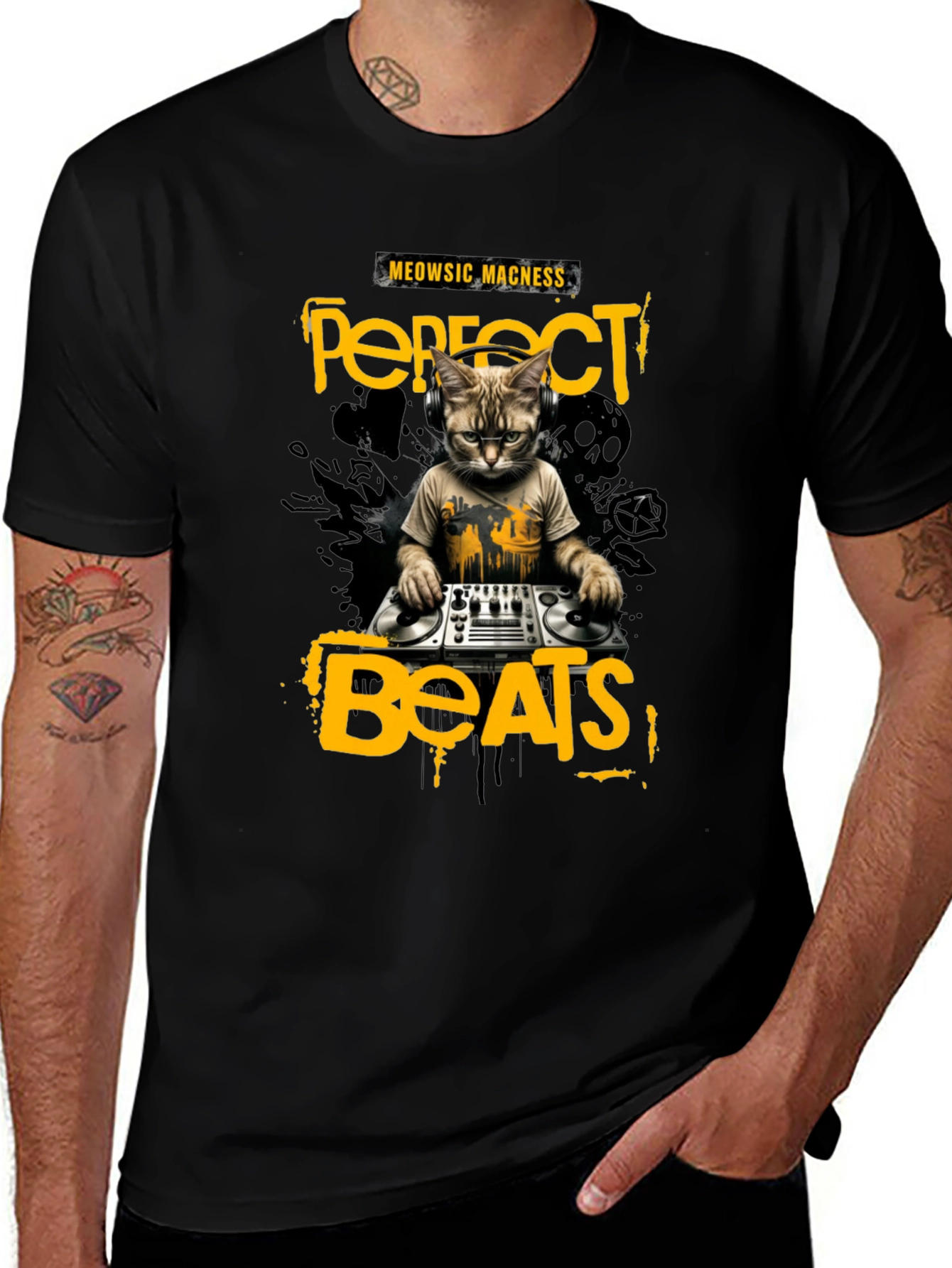 DJ Cat T-Shirt - Perfect Beats & Meowsic Madness