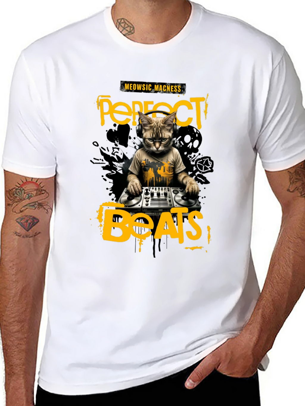DJ Cat T-Shirt - Perfect Beats & Meowsic Madness