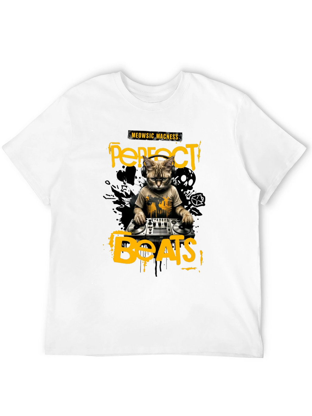 DJ Cat T-Shirt - Perfect Beats & Meowsic Madness