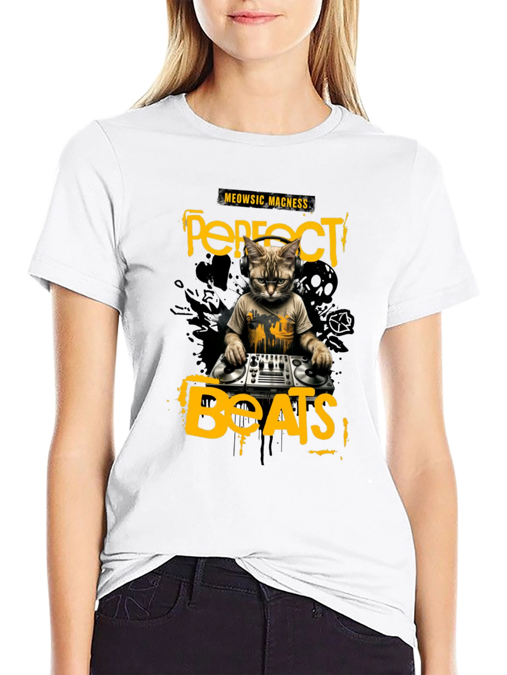 DJ Cat T-Shirt - Perfect Beats & Meowsic Madness