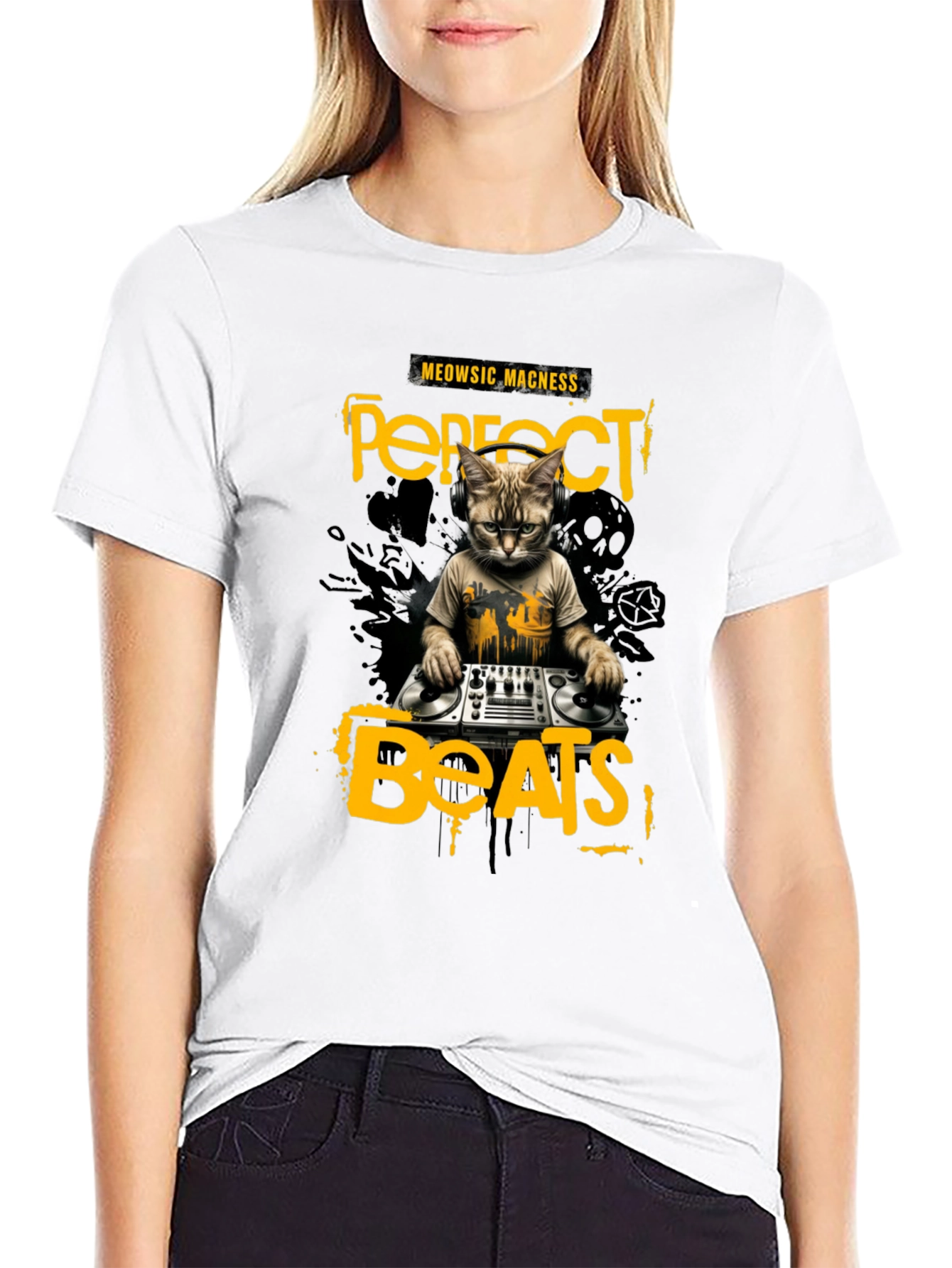 DJ Cat T-Shirt - Perfect Beats & Meowsic Madness