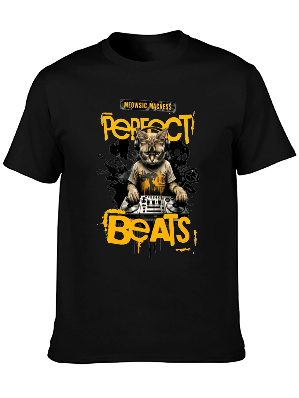 DJ Cat T-Shirt - Perfect Beats & Meowsic Madness