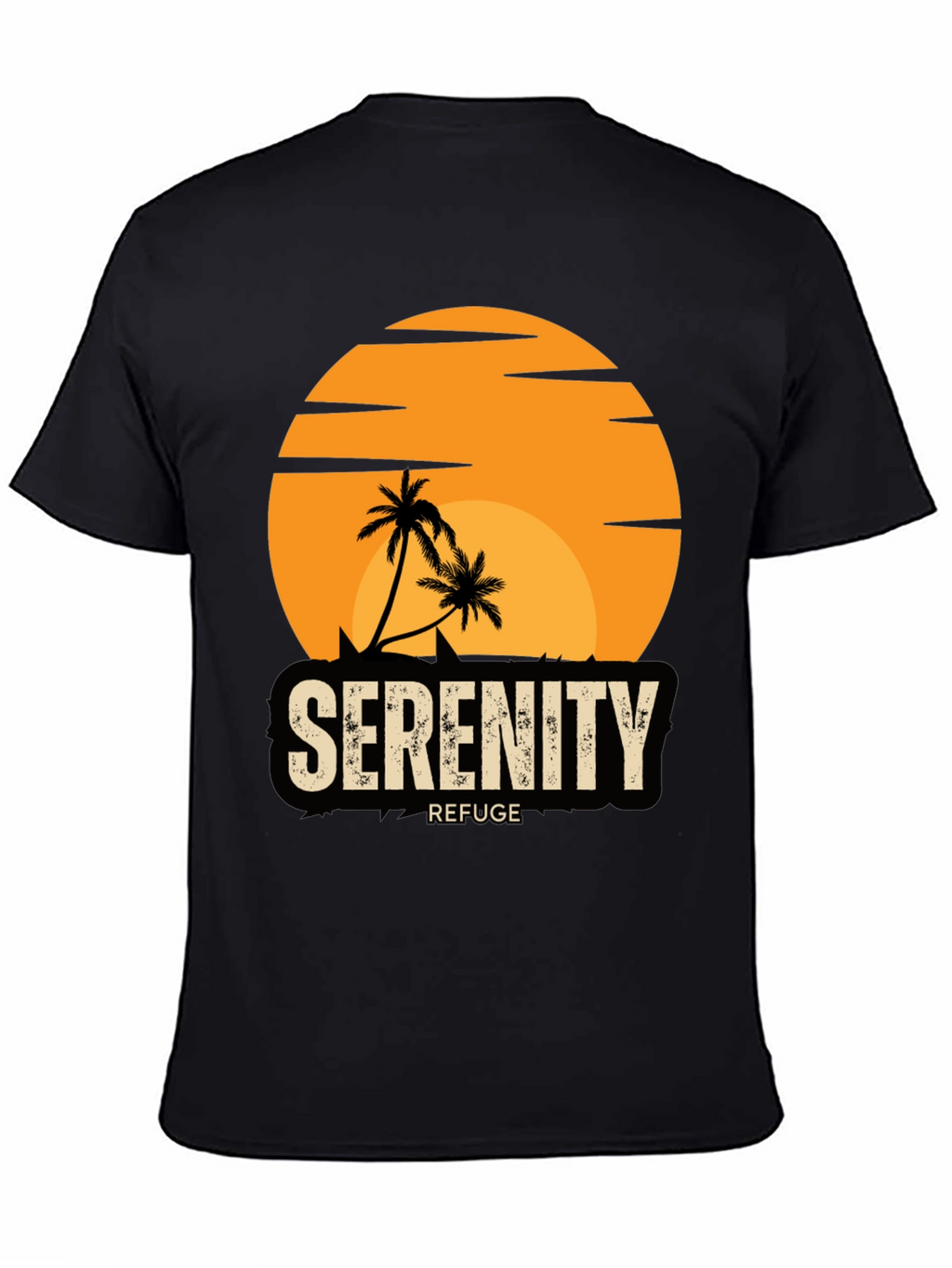 Serenity Refuge T-Shirt - Tropical Palm Tree Sunset Tee