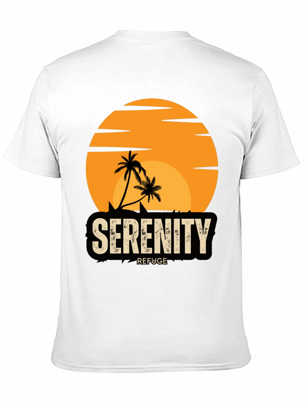 Serenity Refuge T-Shirt - Tropical Palm Tree Sunset Tee