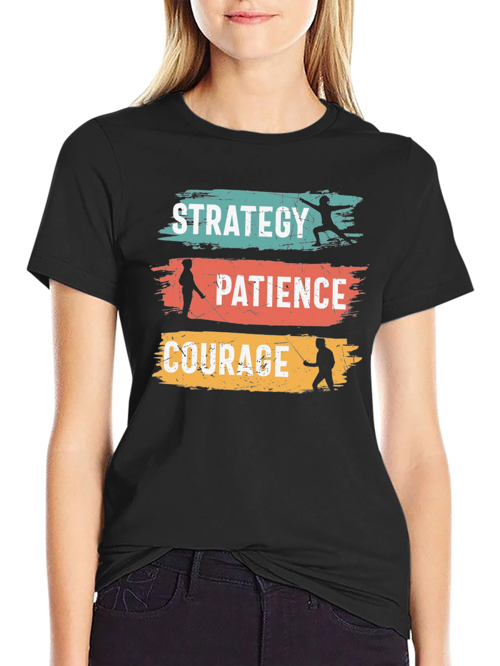 Strategy Patience Courage Black Graphic Tee