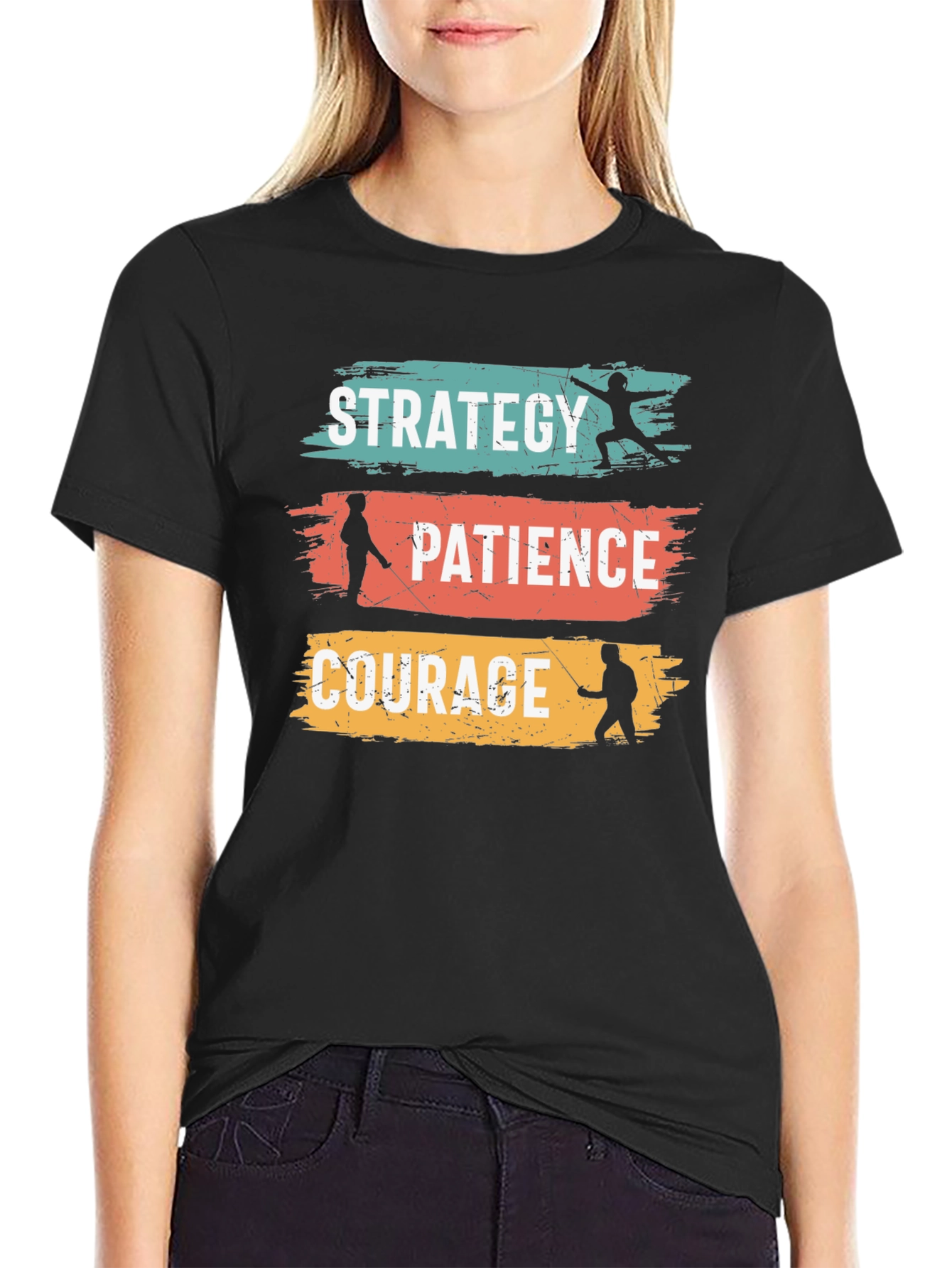 Strategy Patience Courage Black Graphic Tee