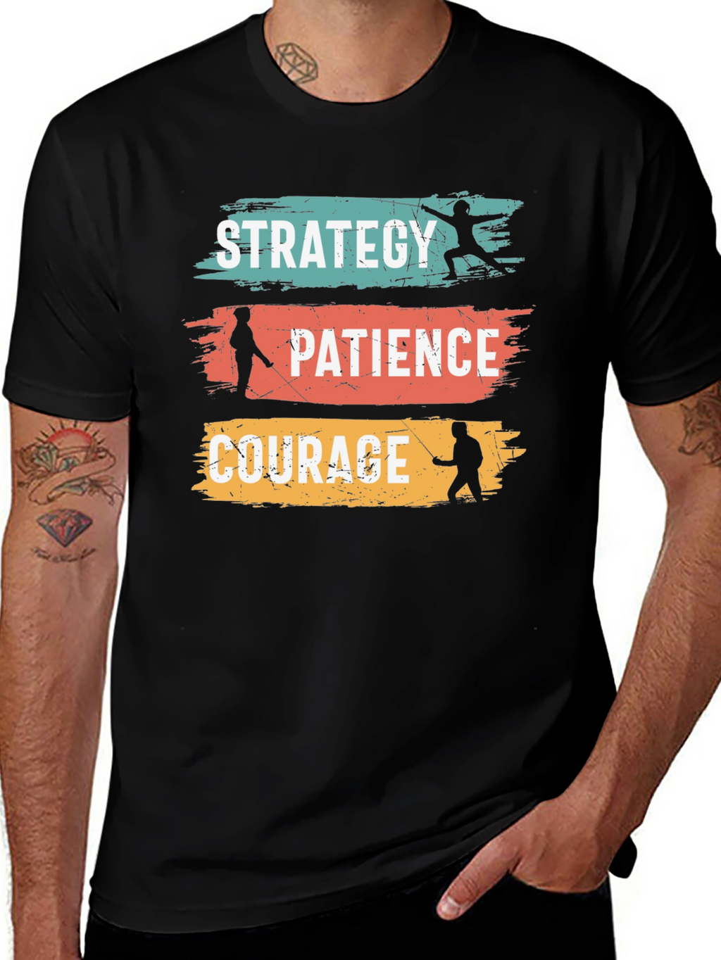 Strategy Patience Courage Black Graphic Tee