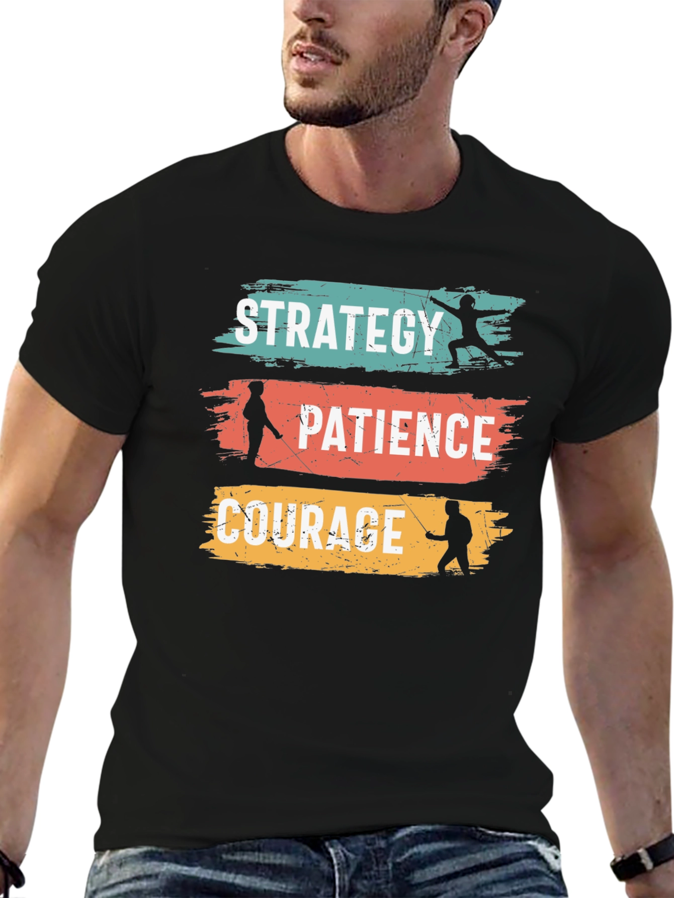 Strategy Patience Courage Black Graphic Tee