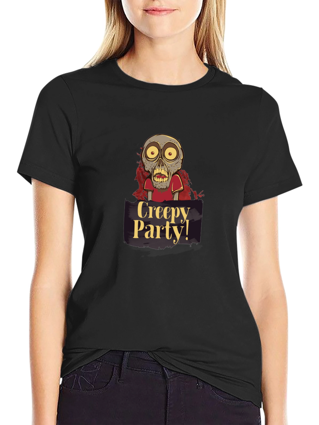 Creepy Party Zombie Graphic Tee - Halloween Apparel