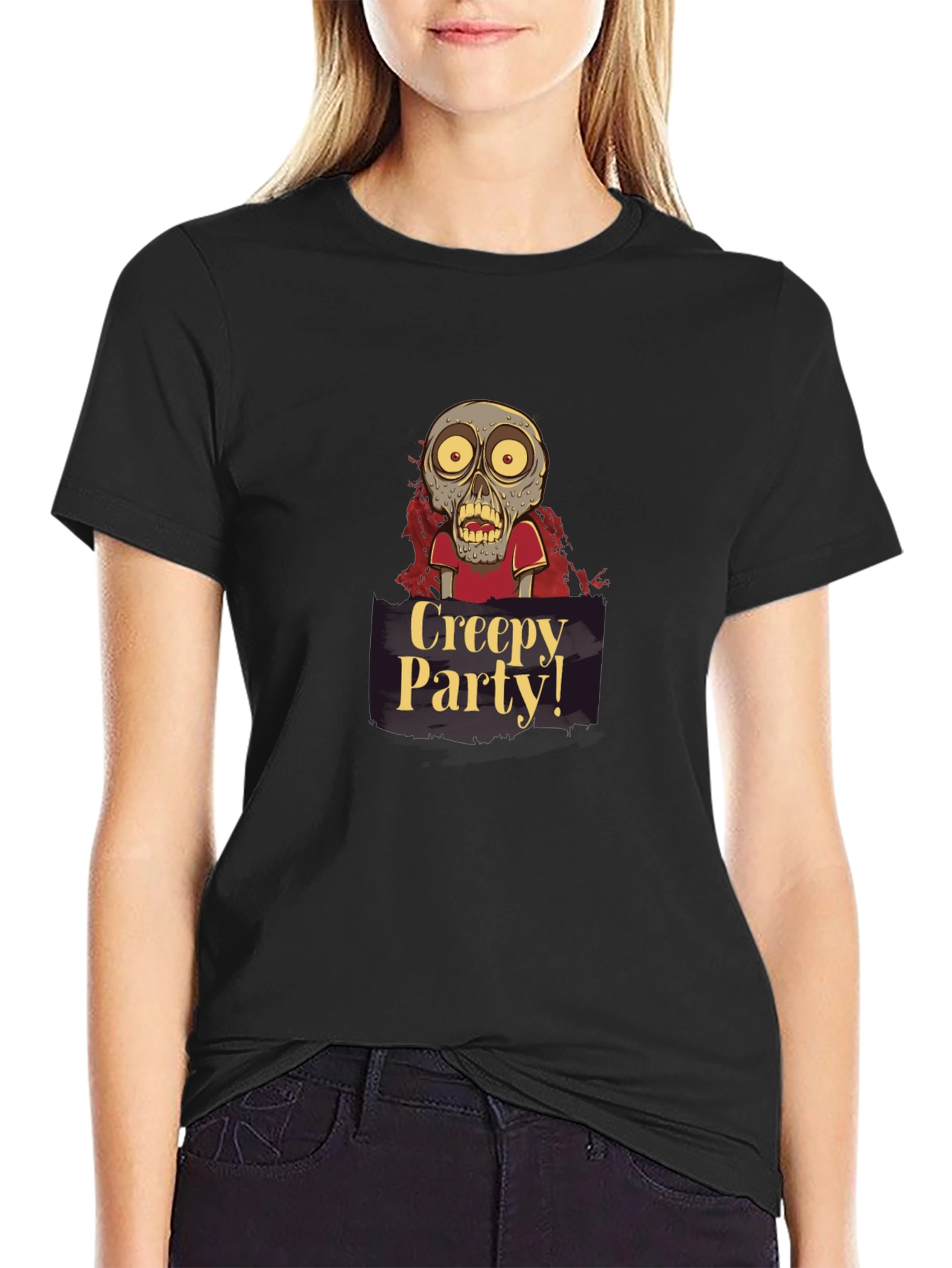 Creepy Party Zombie Graphic Tee - Halloween Apparel