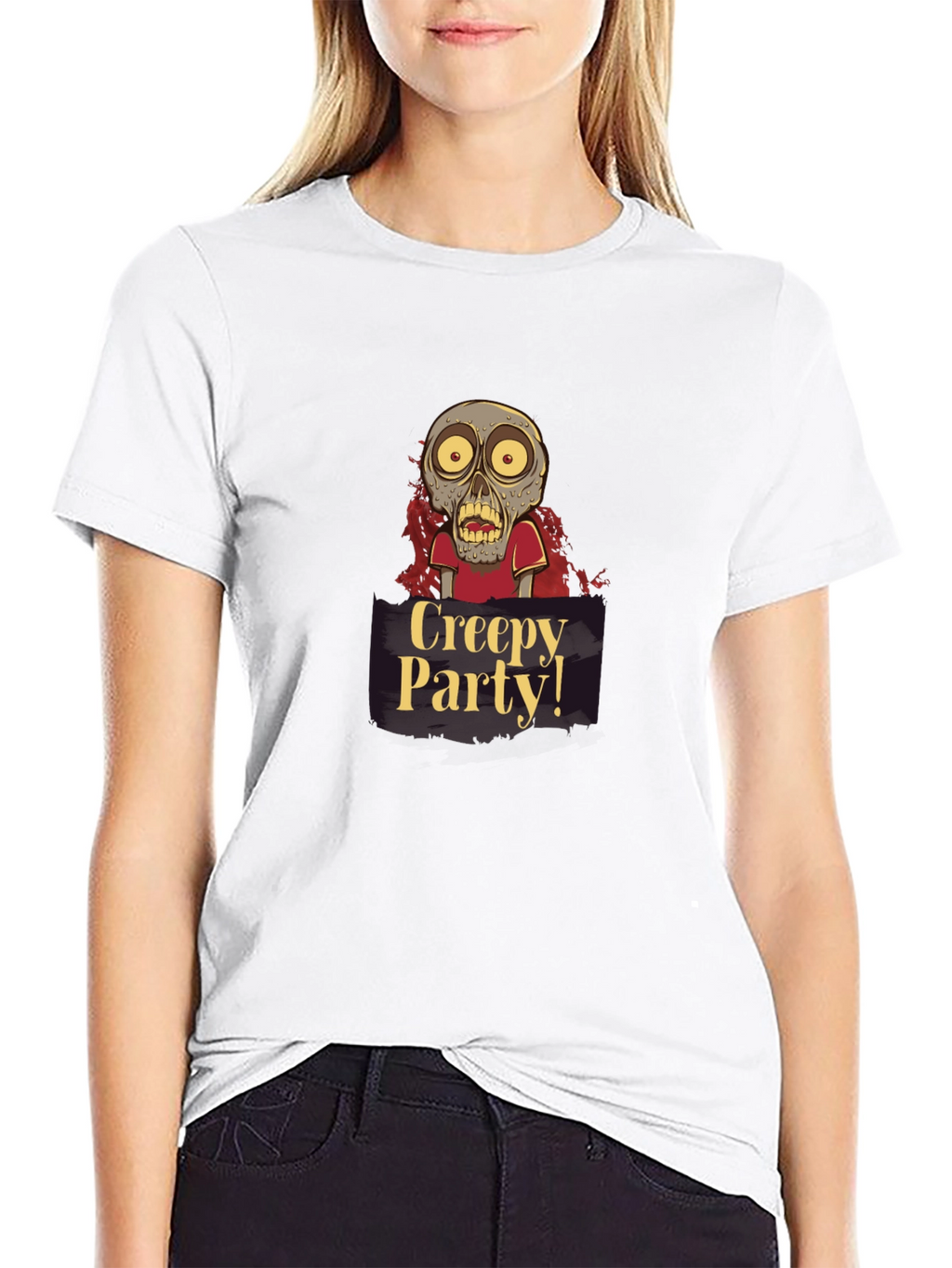 Creepy Party Zombie Graphic Tee - Halloween Apparel