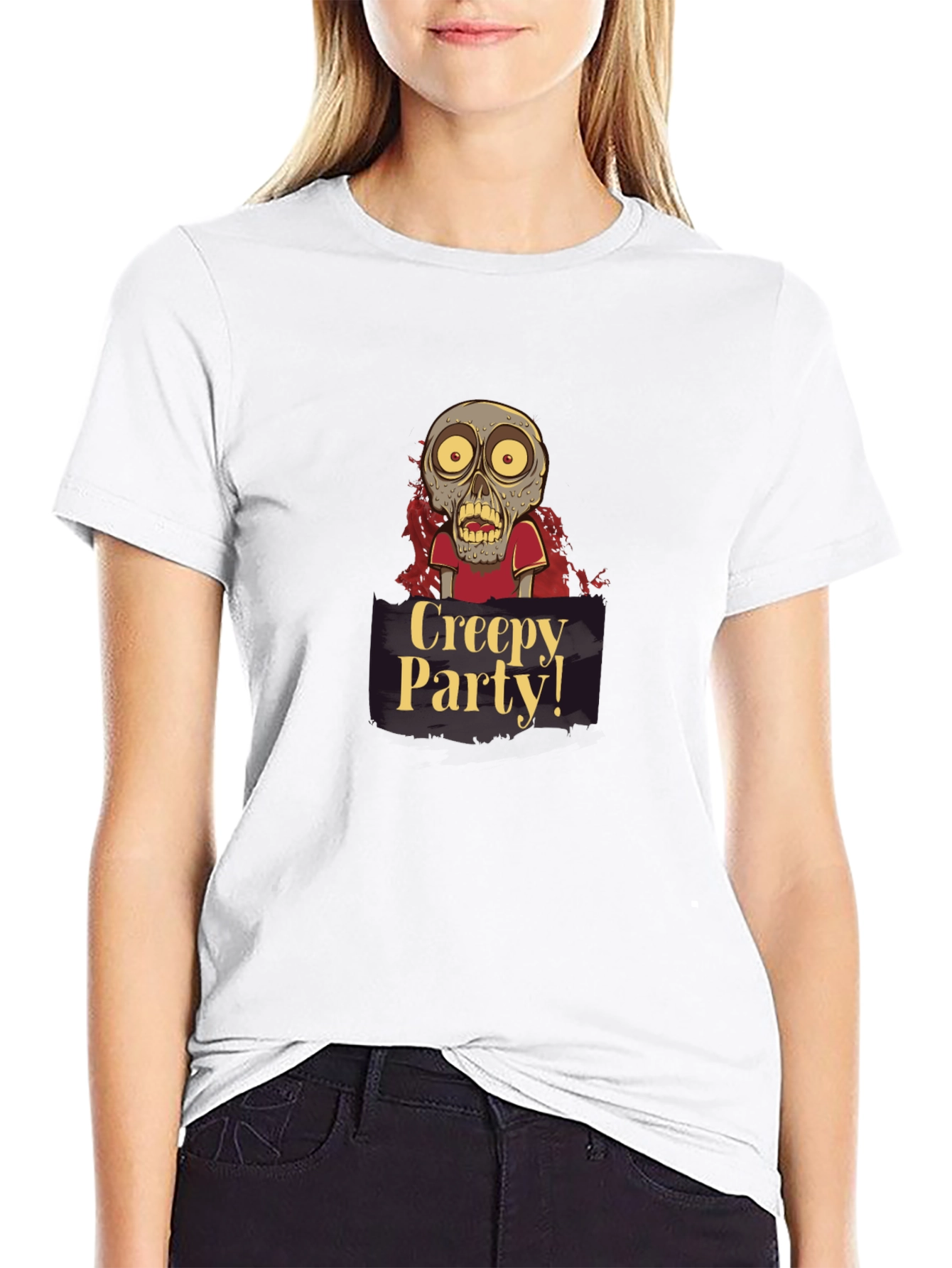 Creepy Party Zombie Graphic Tee - Halloween Apparel