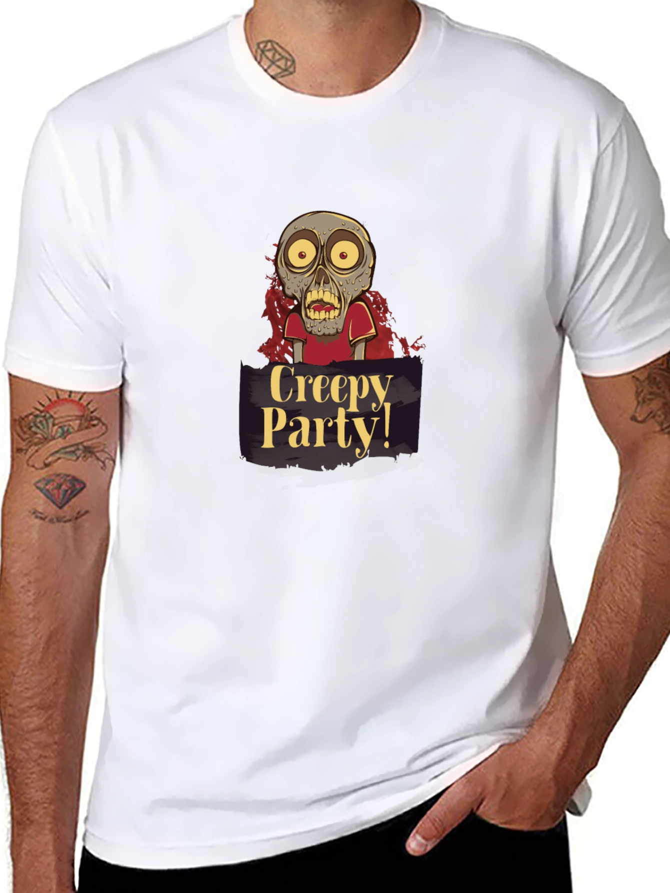 Creepy Party Zombie Graphic Tee - Halloween Apparel