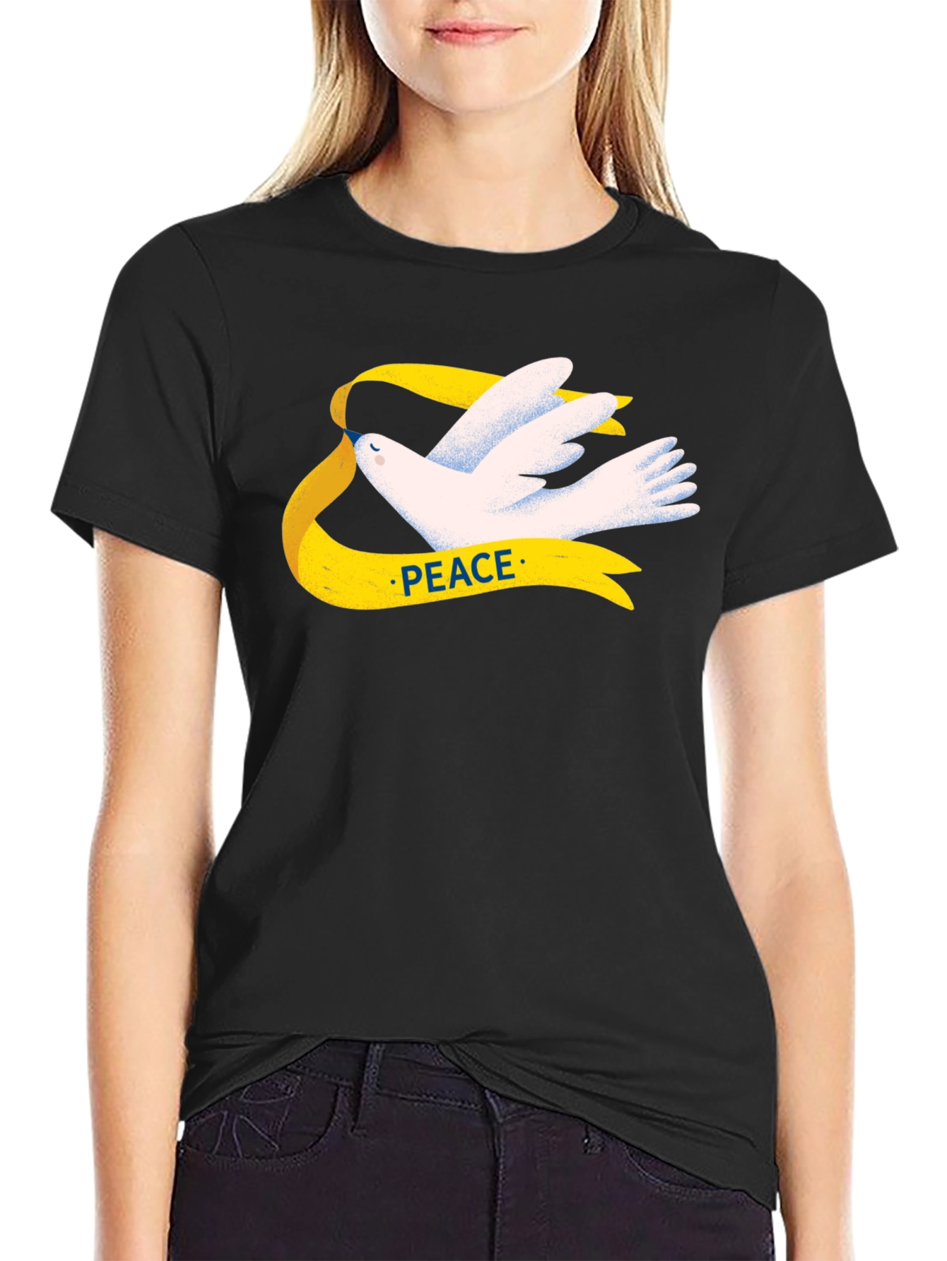 Peace Dove T-Shirt - Black Cotton Graphic Tee