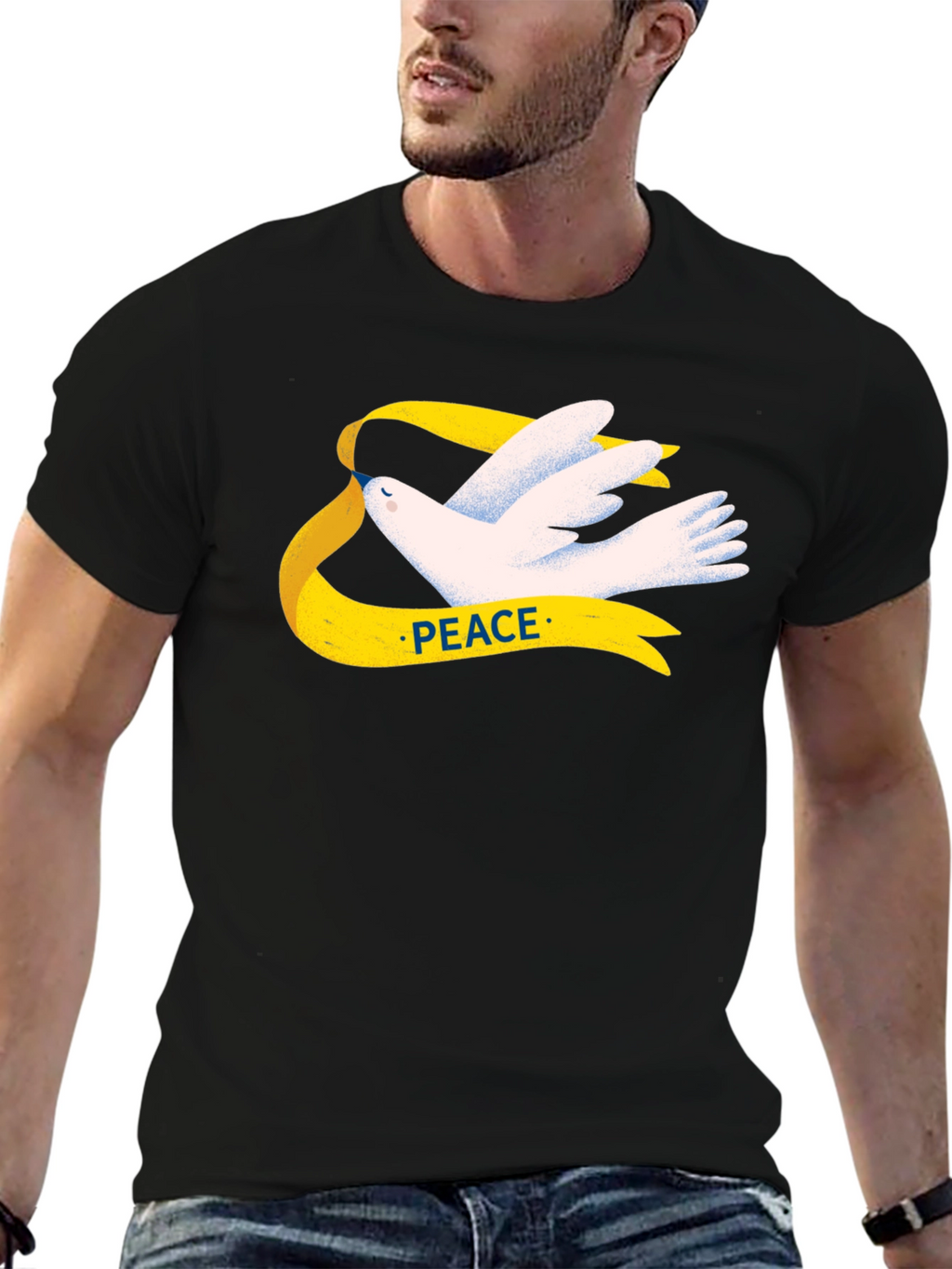 Peace Dove T-Shirt - Black Cotton Graphic Tee