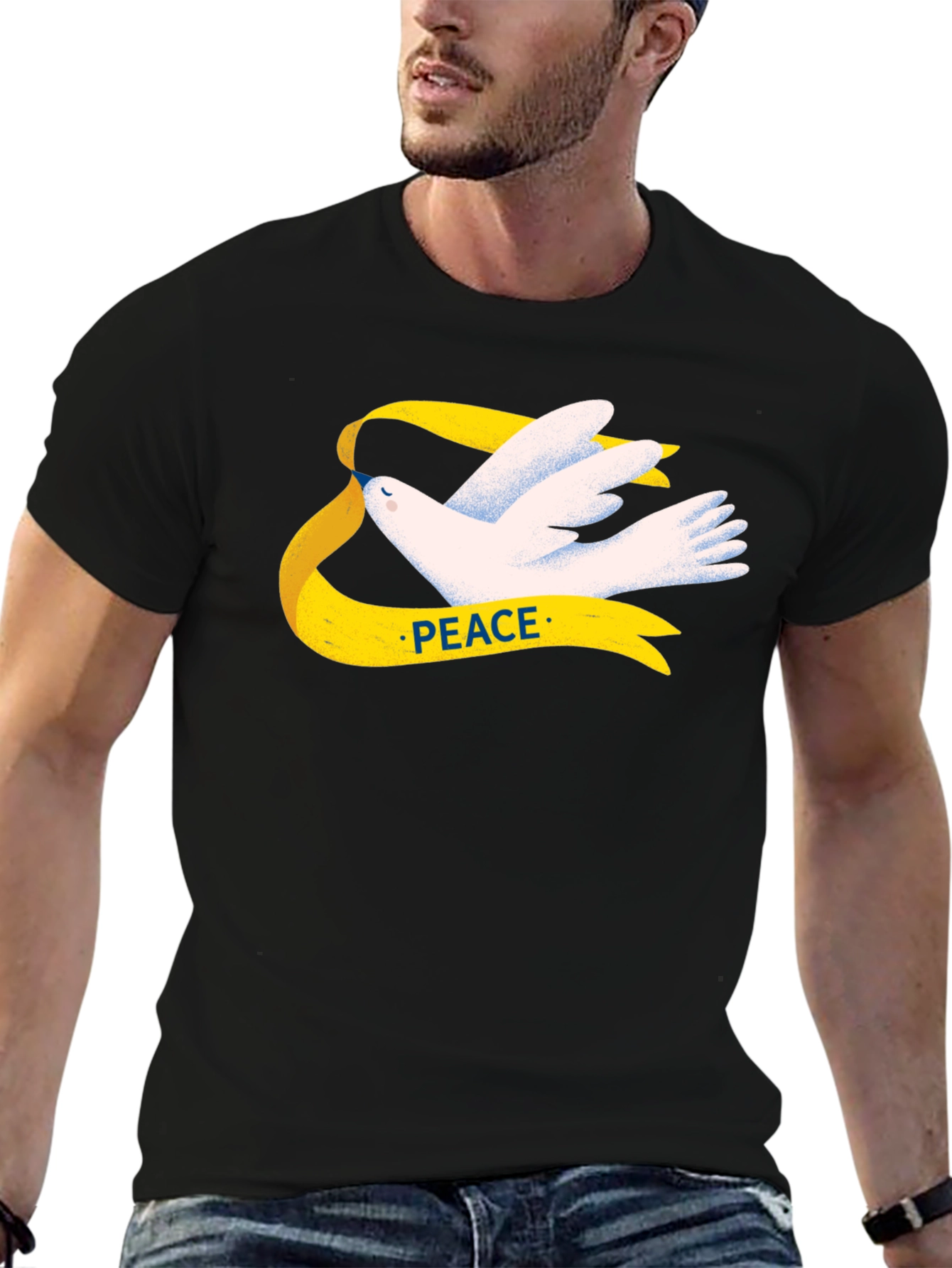 Peace Dove T-Shirt - Black Cotton Graphic Tee