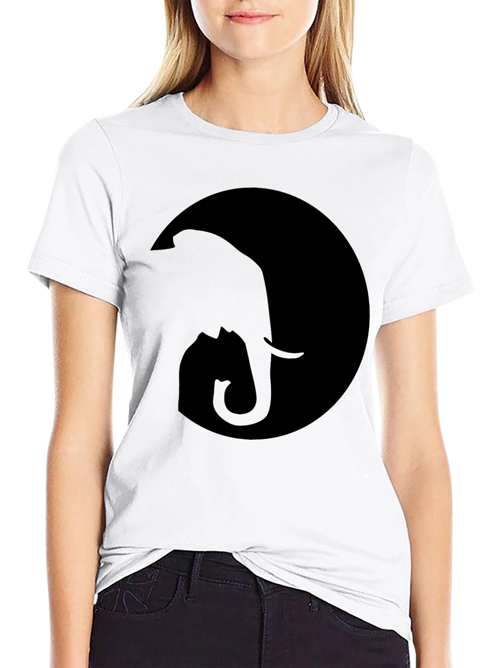 Elephant Moon Graphic Tee - Stylish Black Cotton T-Shirt