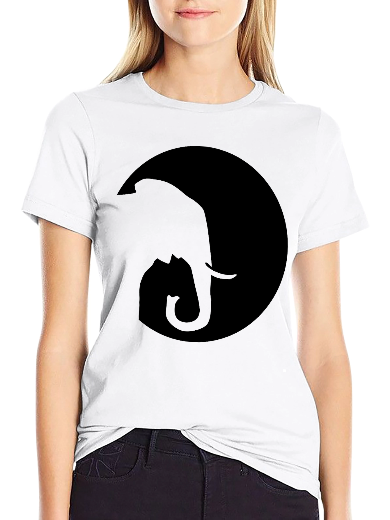 Elephant Moon Graphic Tee - Stylish Black Cotton T-Shirt