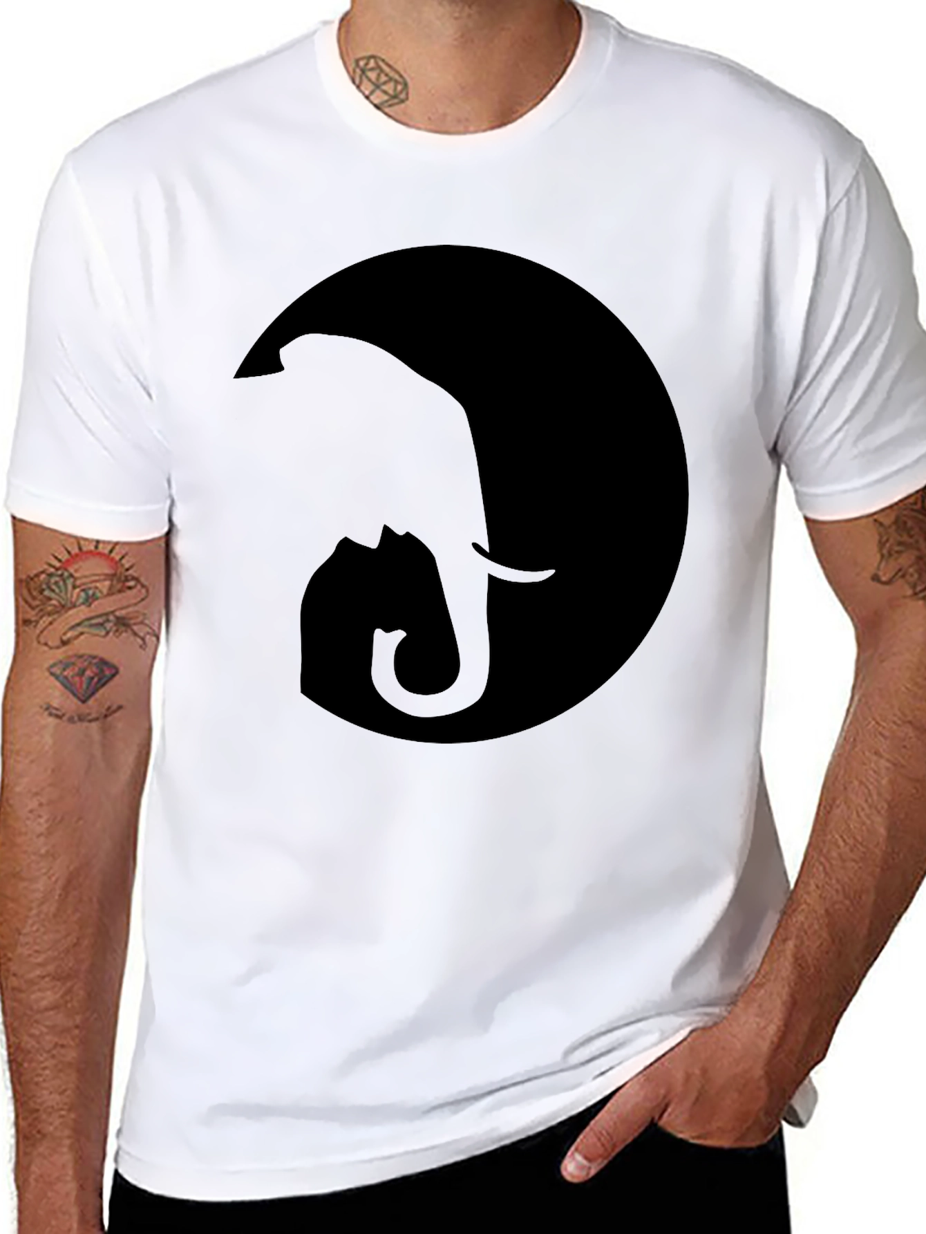 Elephant Moon Graphic Tee - Stylish Black Cotton T-Shirt