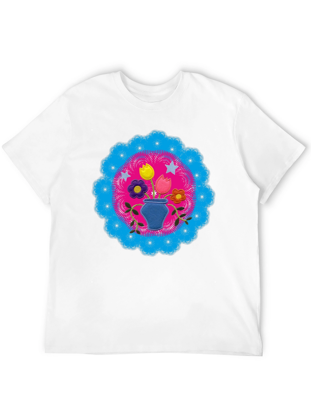 Floral Mandala Graphic Tee - Black Cotton Shirt
