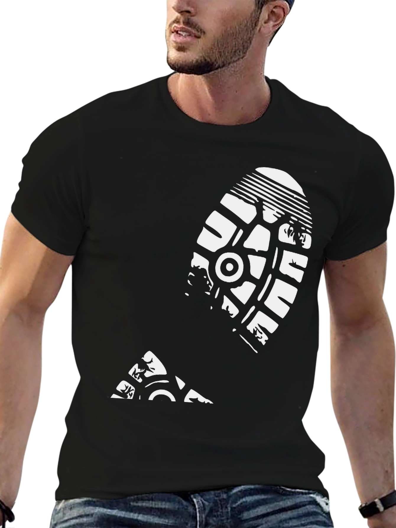 Footprint Graphic Tee - Black Casual Style