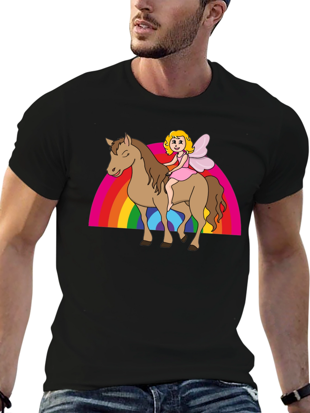 Fairy Riding Horse Rainbow T-Shirt