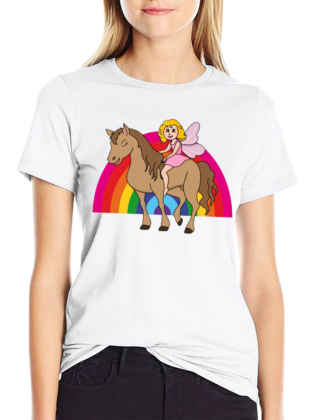 Fairy Riding Horse Rainbow T-Shirt