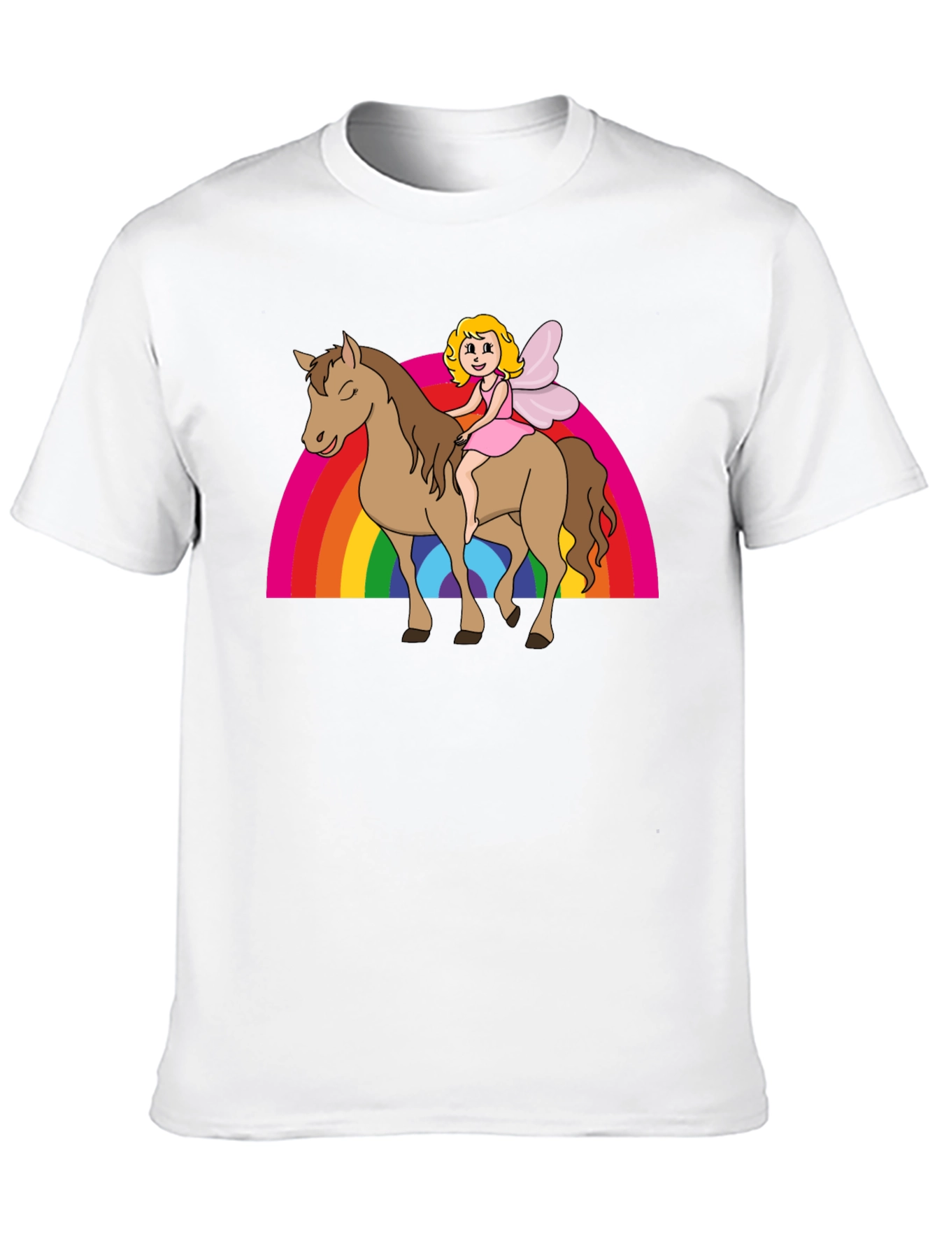 Fairy Riding Horse Rainbow T-Shirt