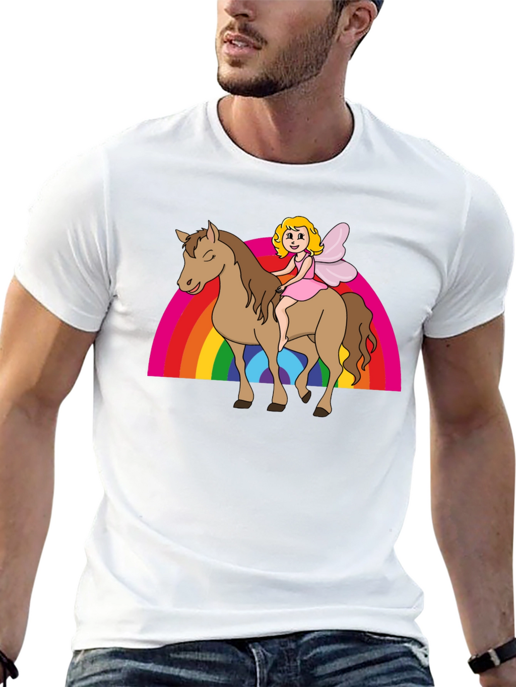 Fairy Riding Horse Rainbow T-Shirt