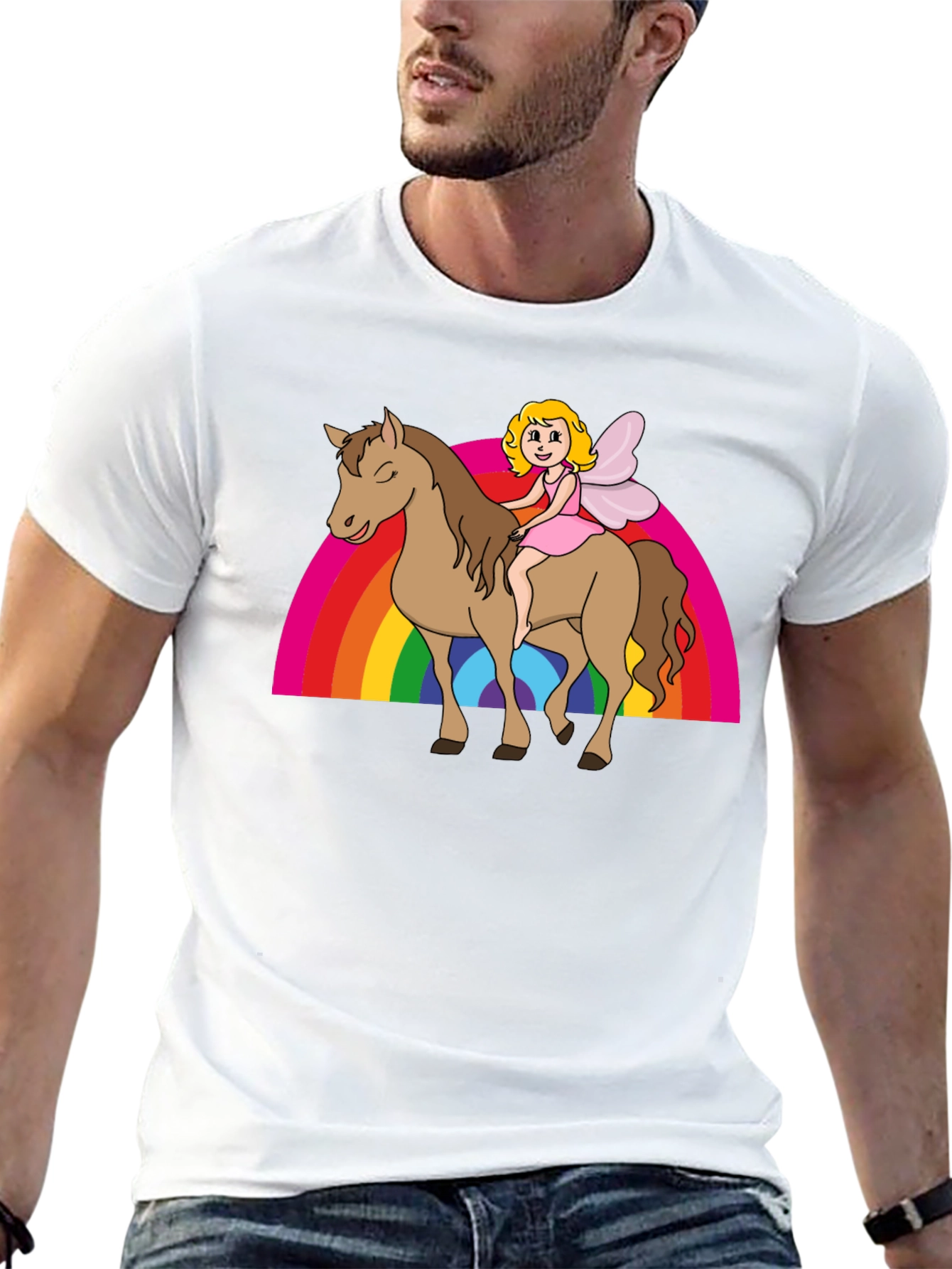 Fairy Riding Horse Rainbow T-Shirt