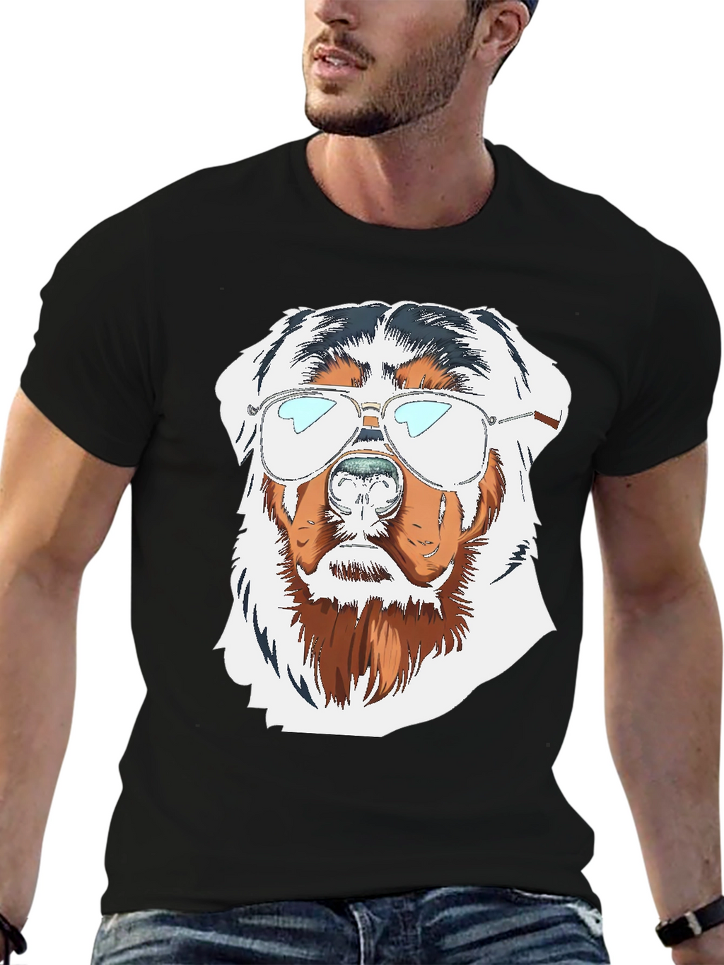 Cool Dog Graphic Tee - Black Cotton T-Shirt