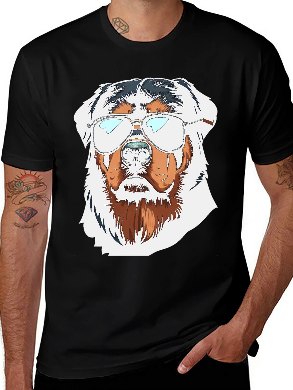 Cool Dog Graphic Tee - Black Cotton T-Shirt