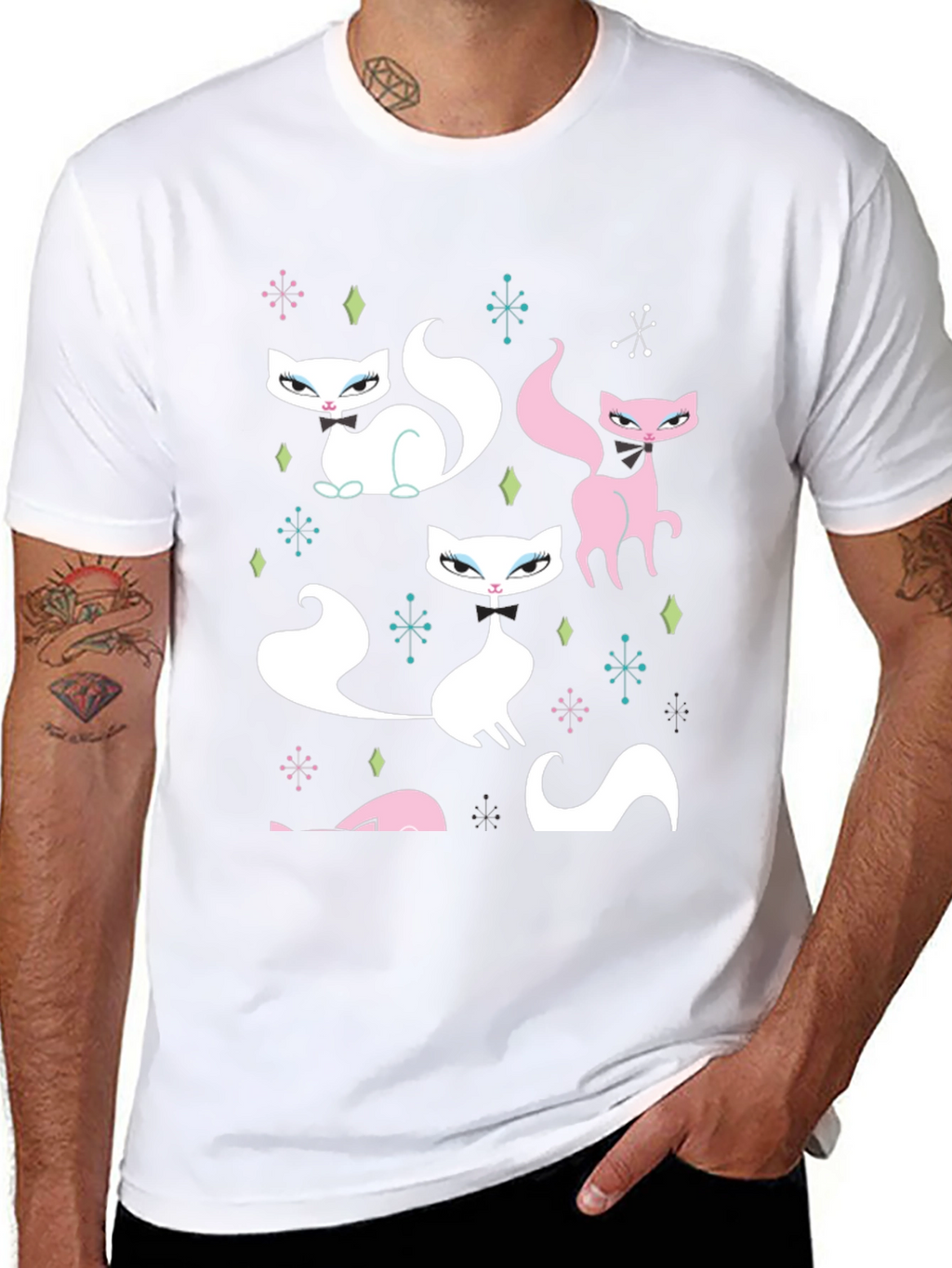 Retro Cat T-Shirt - Mid-Century Modern Style