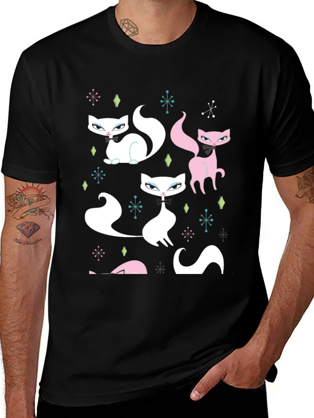 Retro Cat T-Shirt - Mid-Century Modern Style