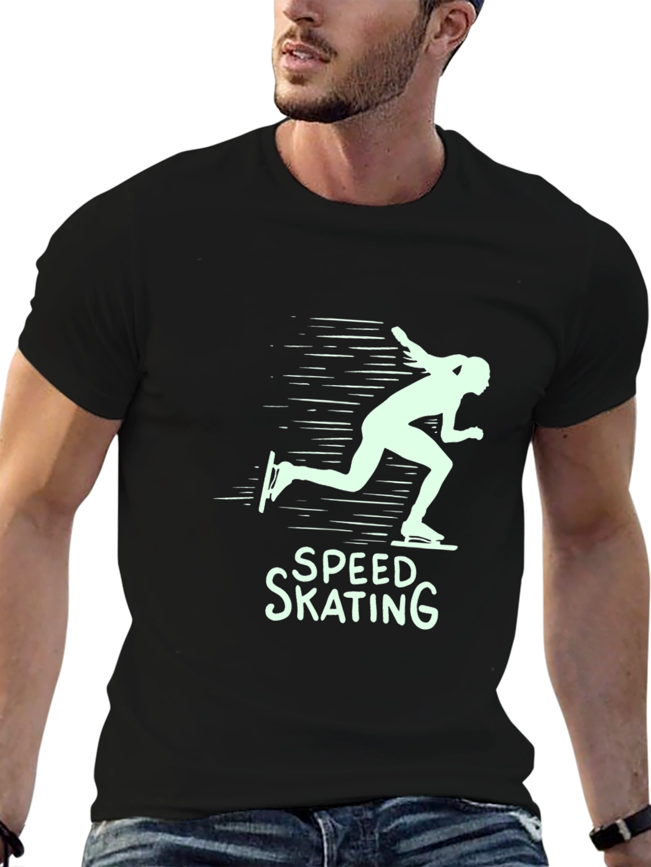 Speed Skating Graphic T-Shirt - Black Cotton Tee