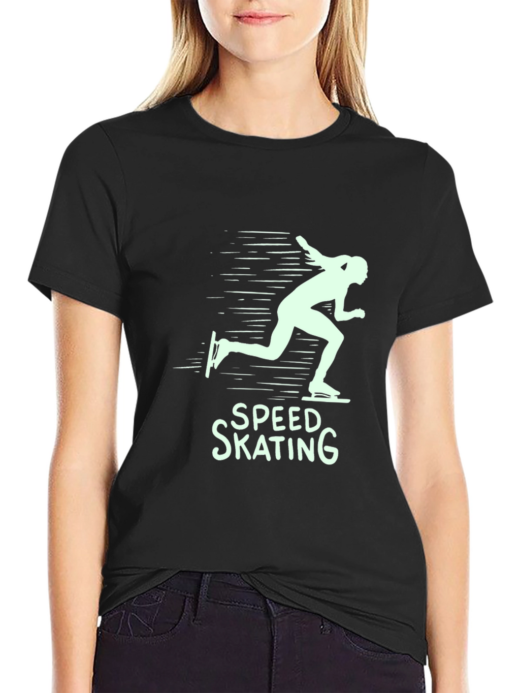 Speed Skating Graphic T-Shirt - Black Cotton Tee