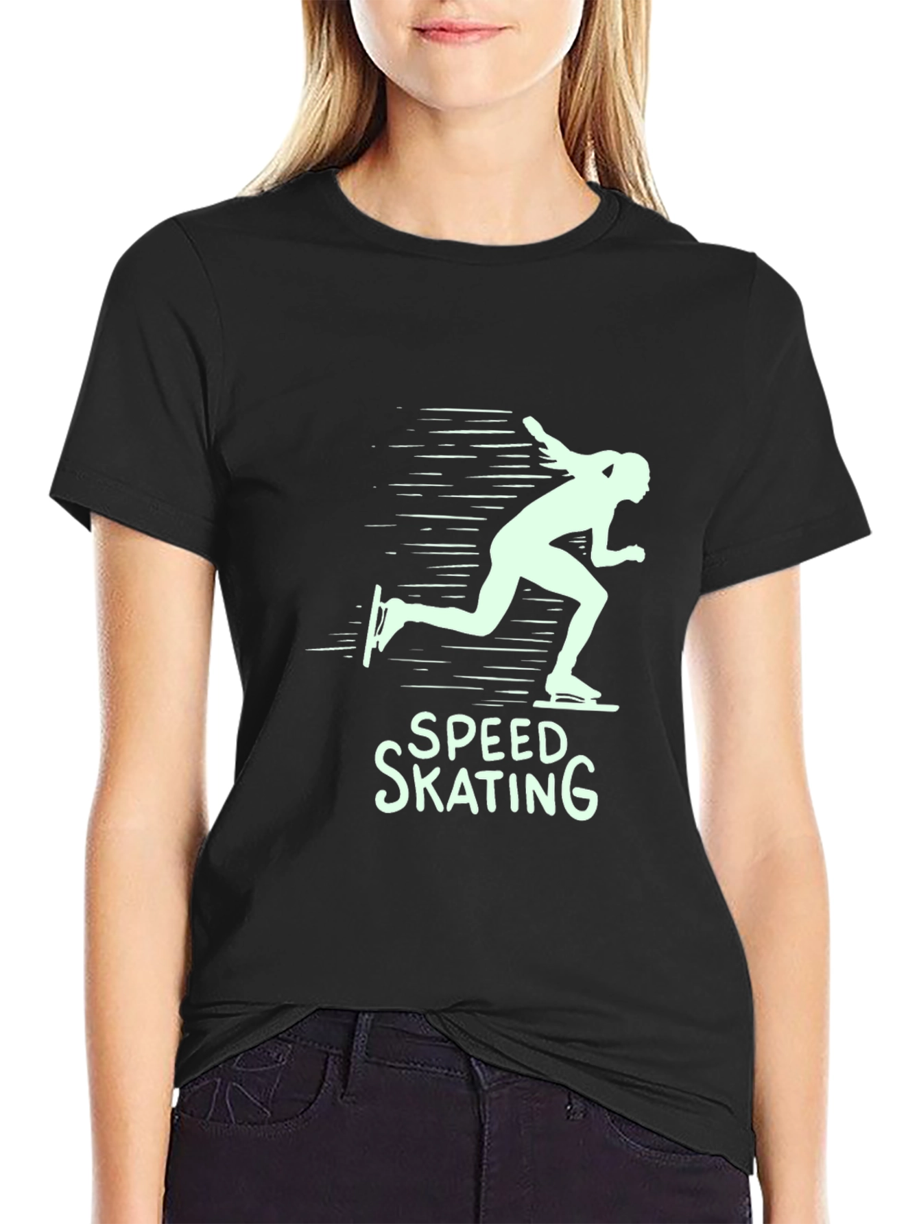 Speed Skating Graphic T-Shirt - Black Cotton Tee