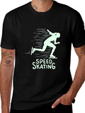 Speed Skating Graphic T-Shirt - Black Cotton Tee