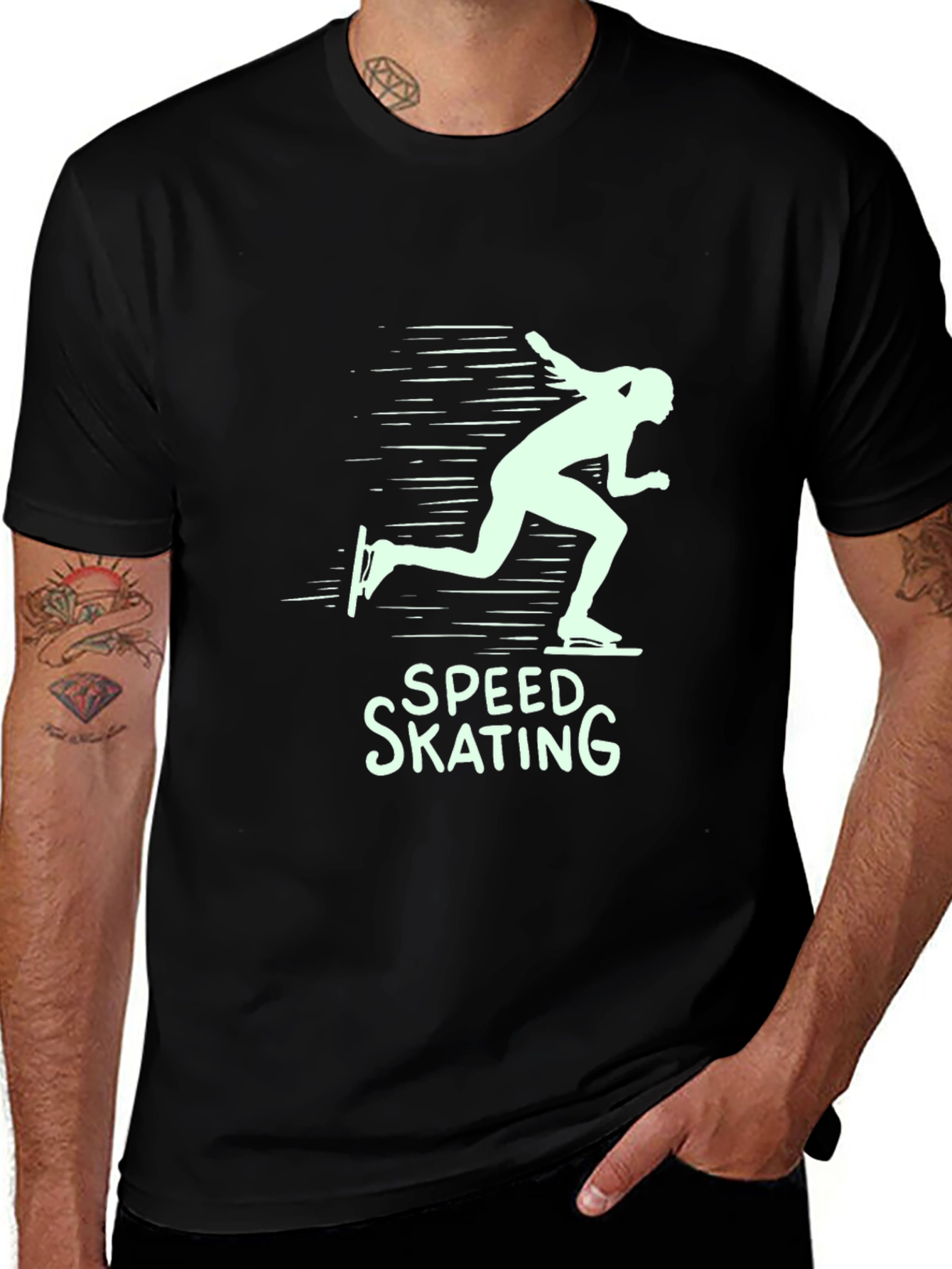Speed Skating Graphic T-Shirt - Black Cotton Tee