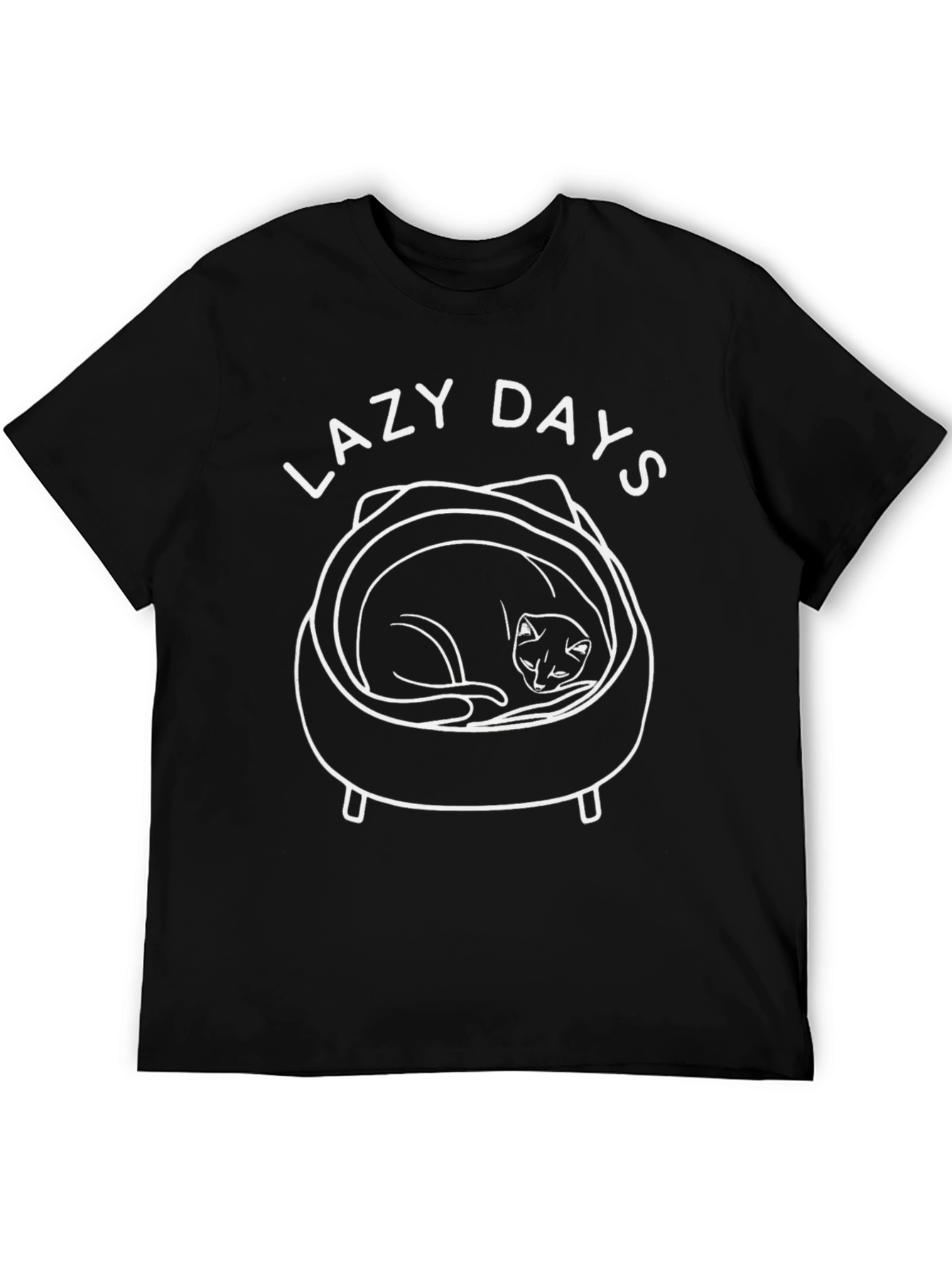 Lazy Days Cat T-Shirt - Black