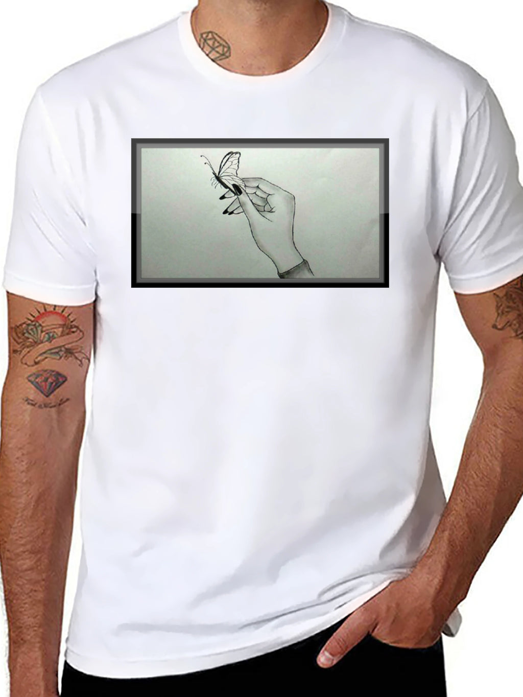 Butterfly Hand Graphic Tee - Black